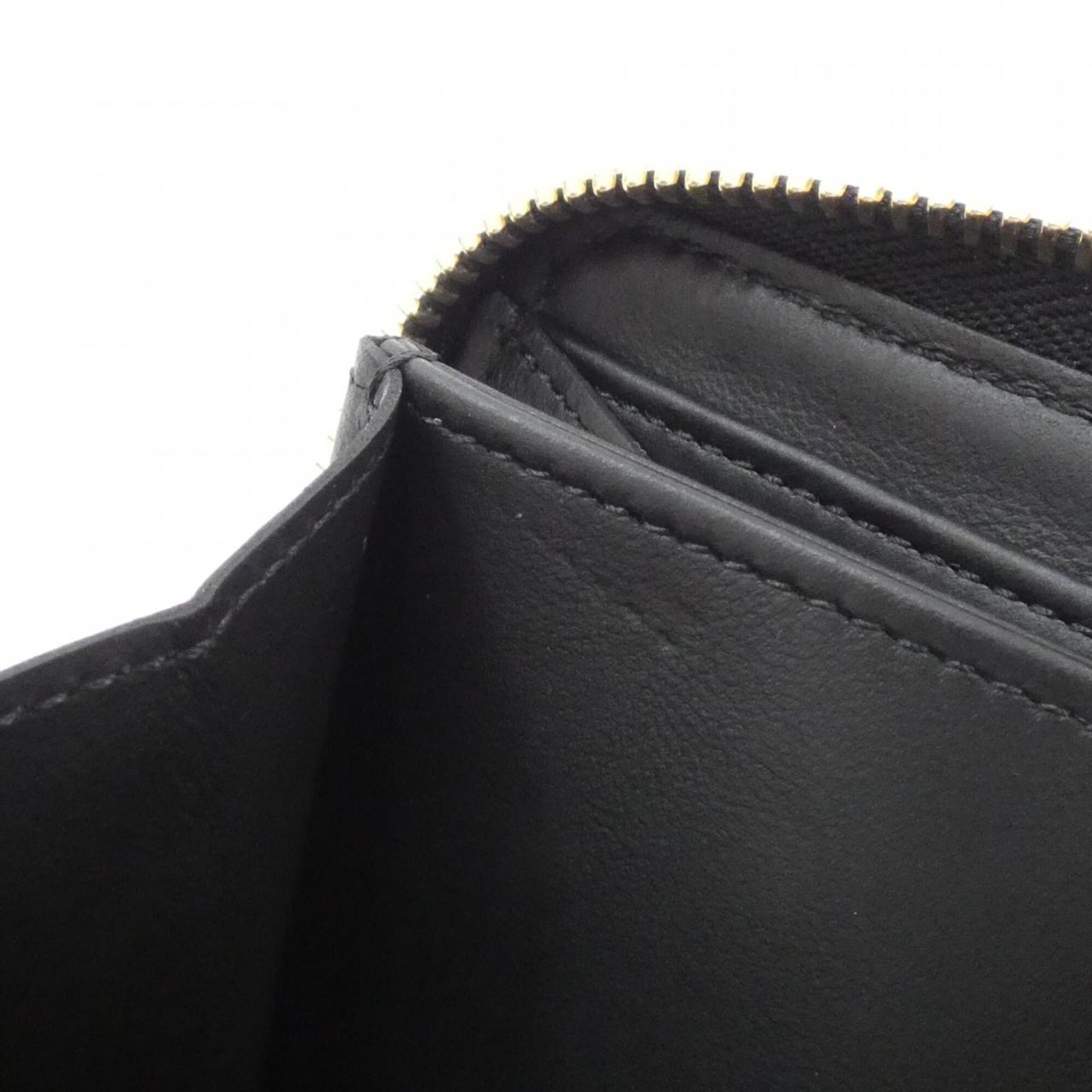 Louis Vuitton Black Leather Long Wallet (Bi-Fold) (Pre-Owned)