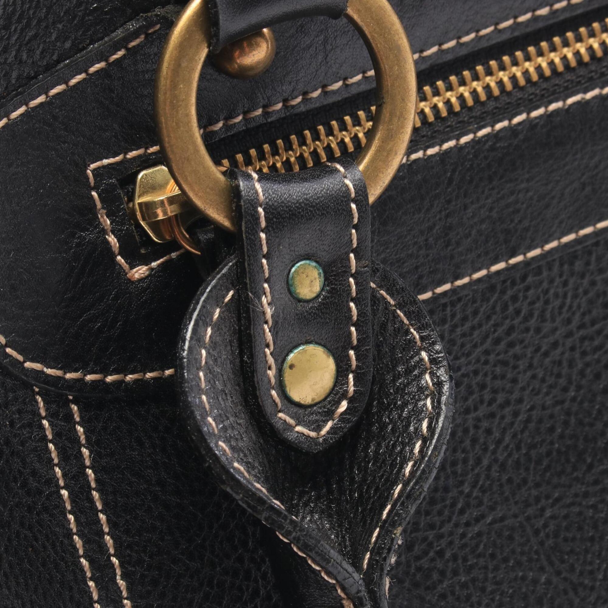 Mcm Black Leather Handbag Tote Bag (Pre-Owned)