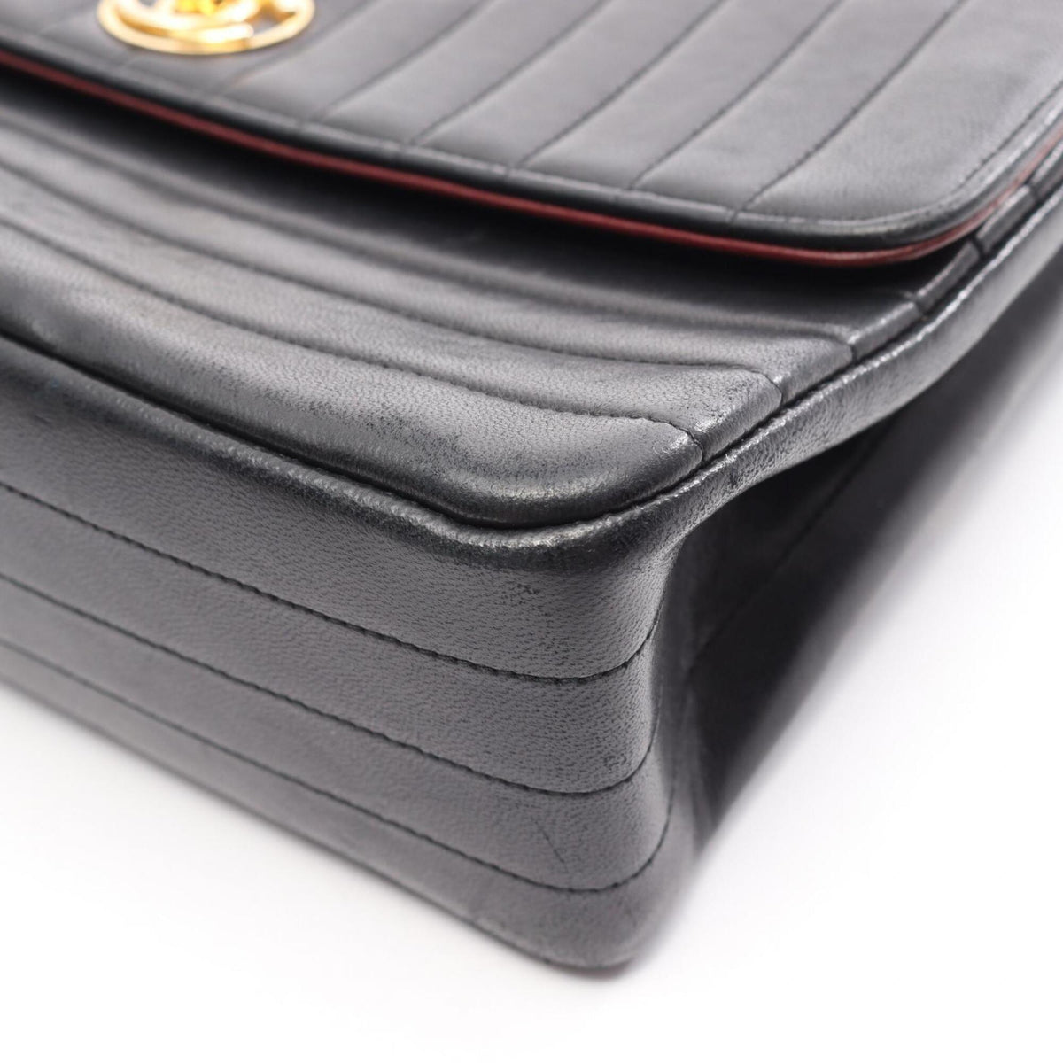 Chanel Black Leather Handbag Shoulder Bag (Pre-Owned)