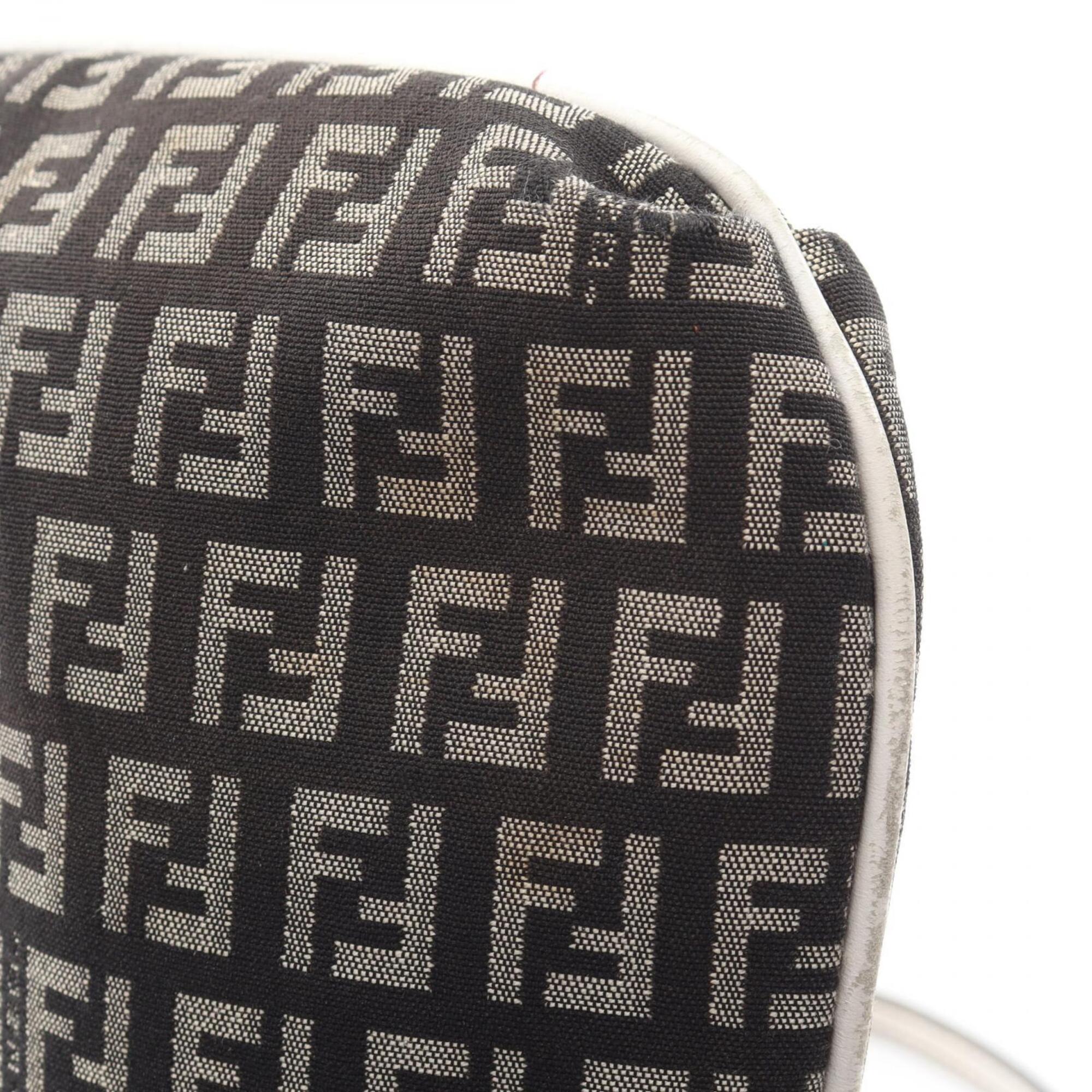 Fendi Black White Canvas Leather Handbag Shoulder Bag (Pre-Owned)