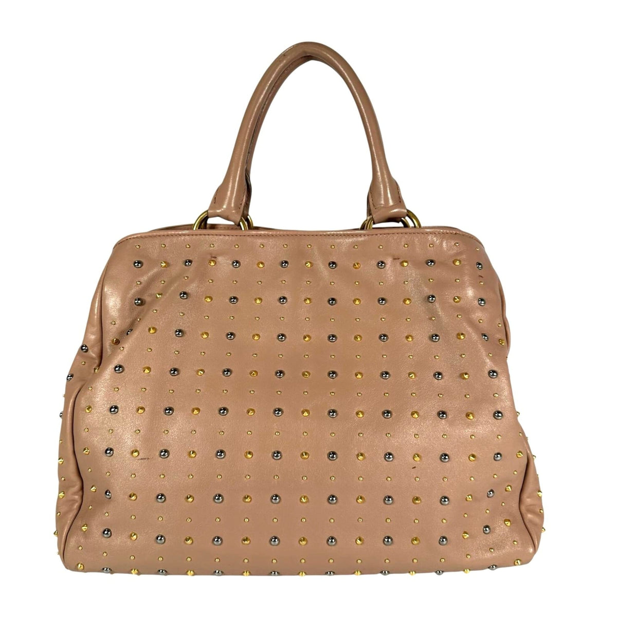 Miu Miu Pink Beige Leather Handbag Tote Bag (Pre-Owned)