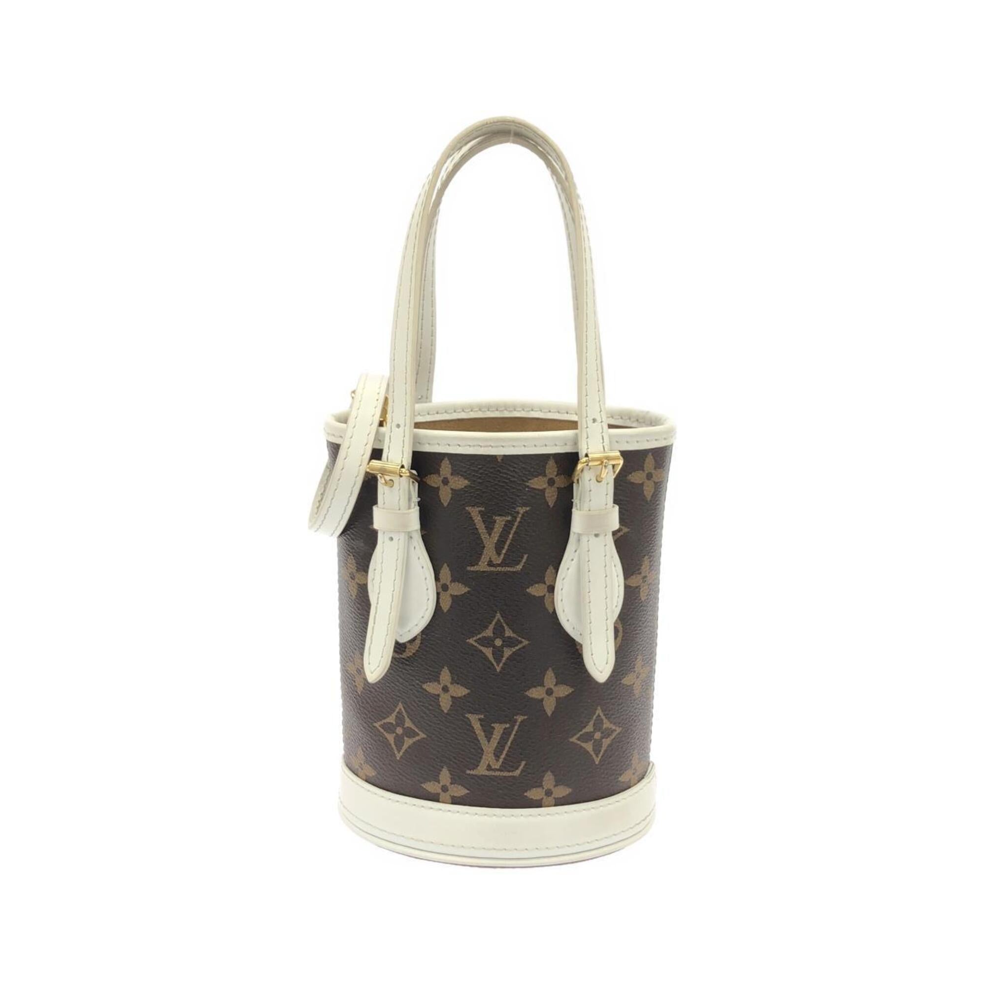 Louis Vuitton Marron White Coated Canvas Leather Handbag (Pre-Owned)