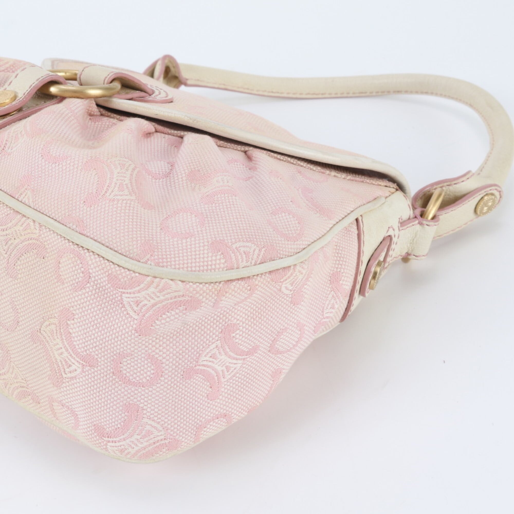 Celine Macadam Ivory Pink Leather Canvas Handbag Shoulder Bag (Pre-Owned)
