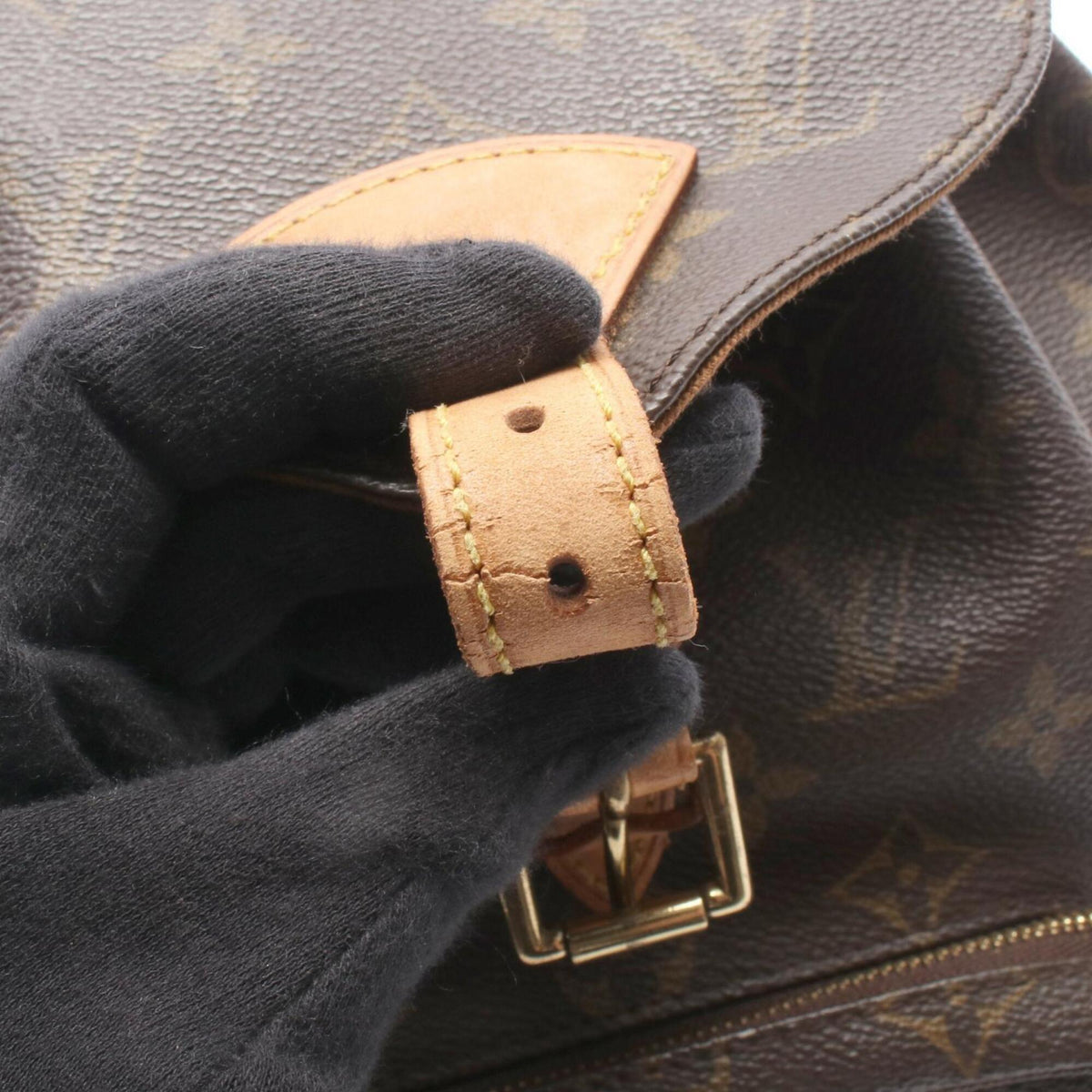 Louis Vuitton Brown Coated Canvas Leather Backpack Handbag (Pre-Owned)