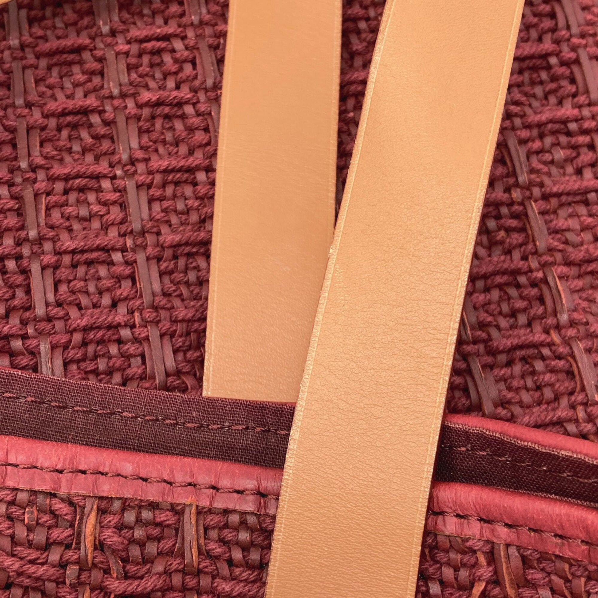 Hermes Bordeaux Canvas Handbag (Pre-Owned)