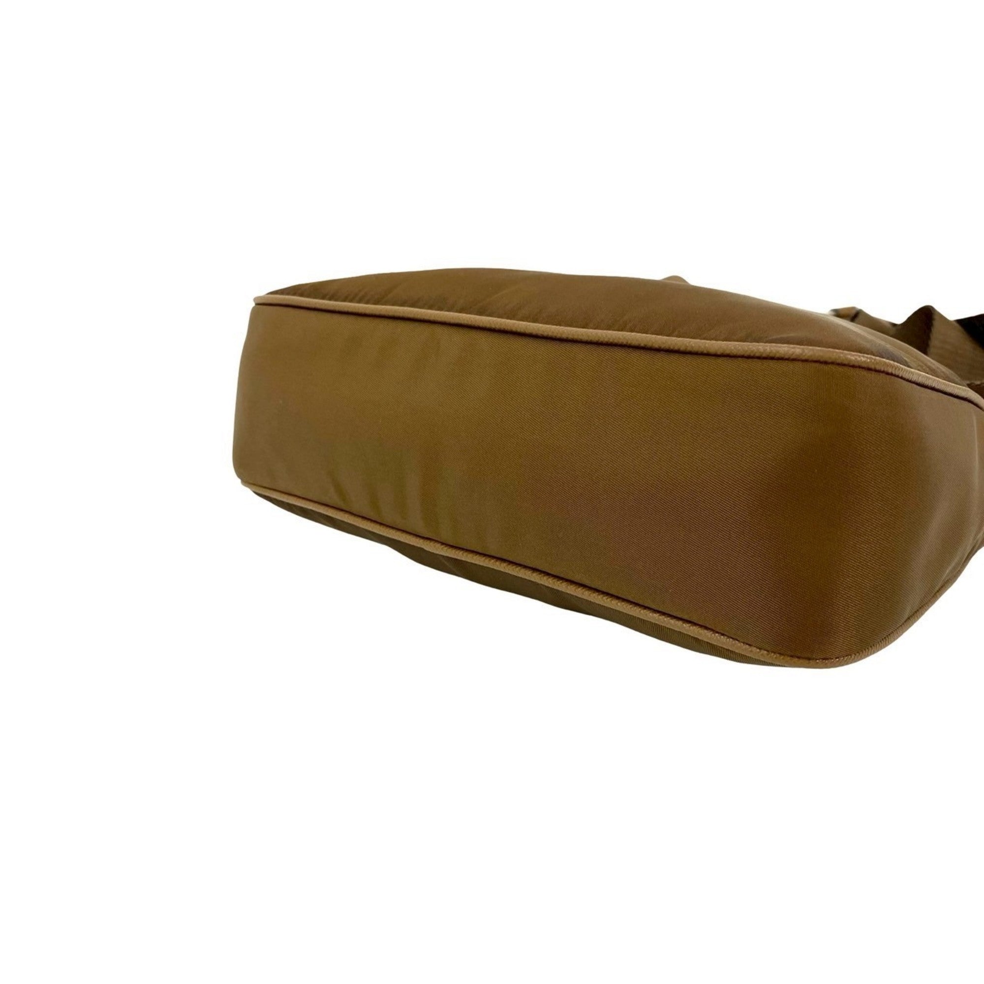 Prada Brown Nylon Leather Pochette Pouch Shoulder Bag (Pre-Owned)