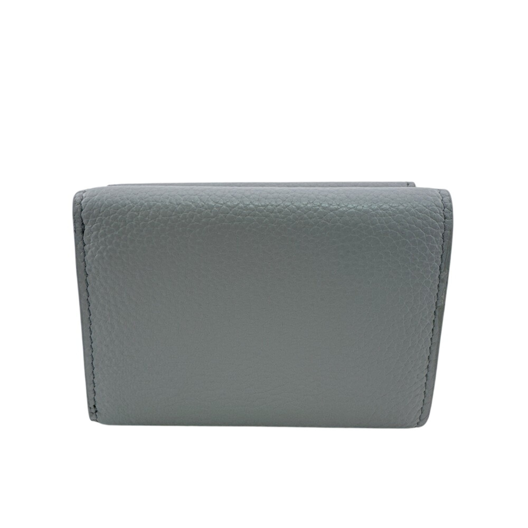 Miu Miu Blue Light Blue Gray Leather Wallet (Tri-Fold) (Pre-Owned)