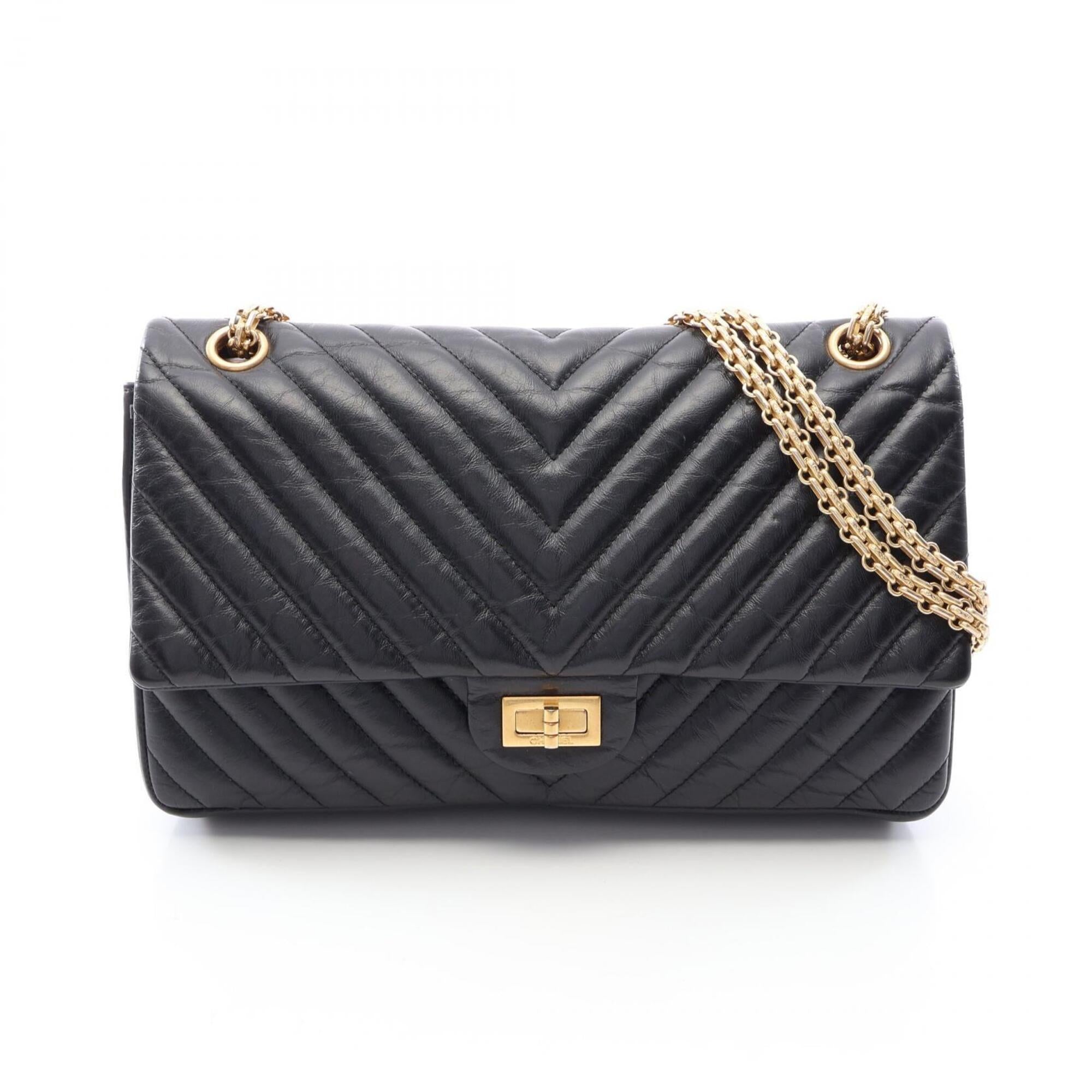 Chanel Black Leather Handbag Shoulder Bag (Pre-Owned)