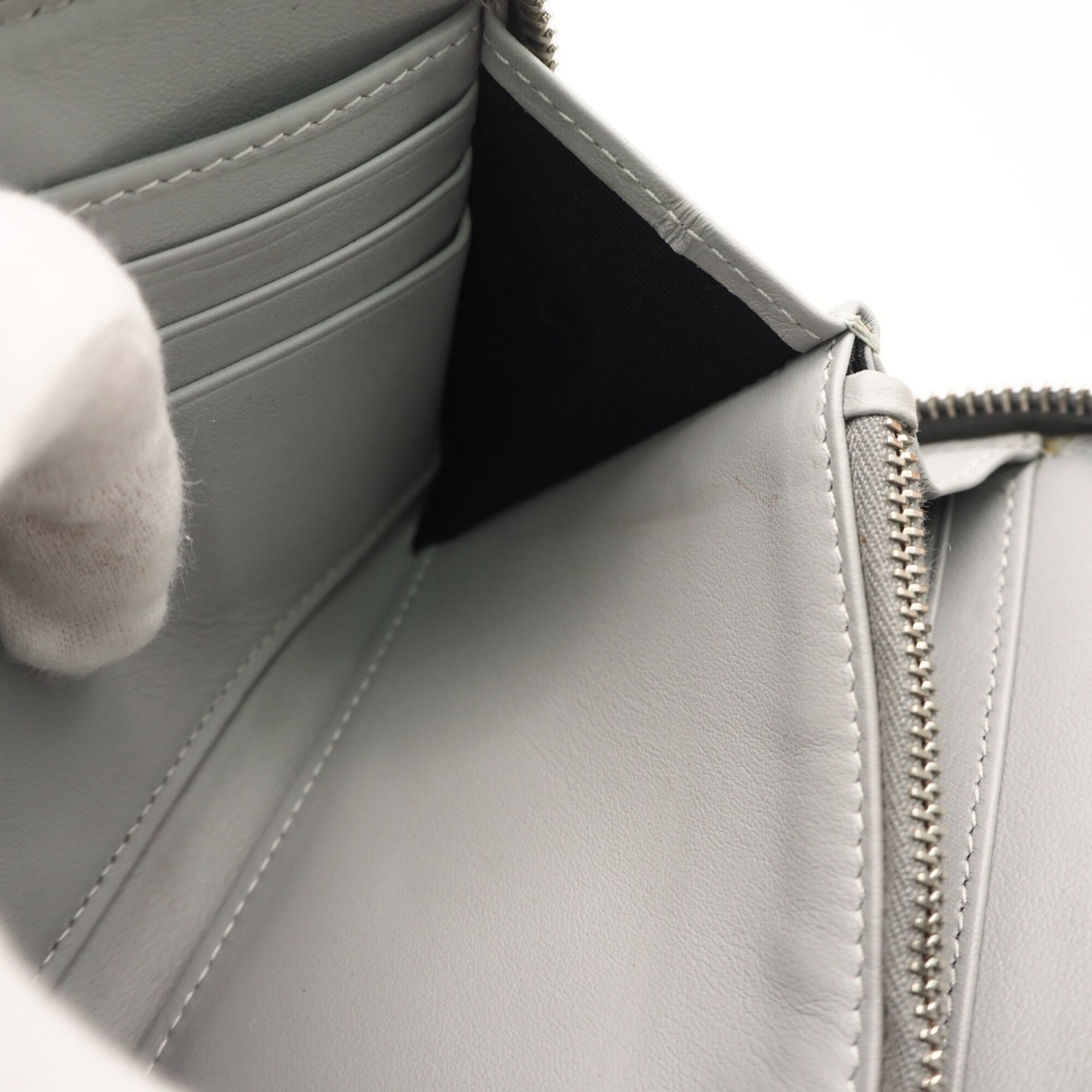 Christian Dior Gray Coated Canvas Leather Long Wallet (Bi-Fold) (Pre-Owned)