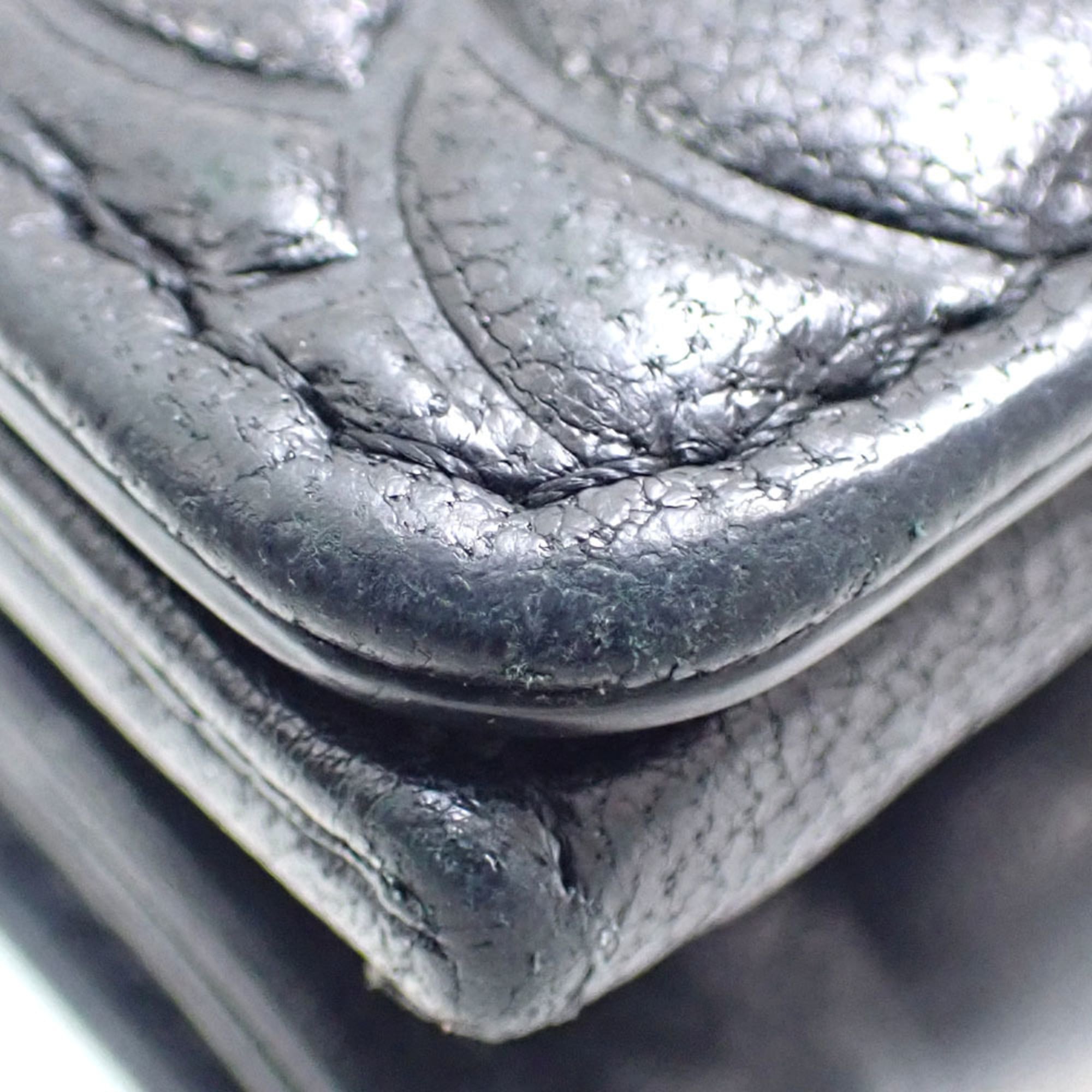 Chanel Black Leather Wallet (Tri-Fold) (Pre-Owned)