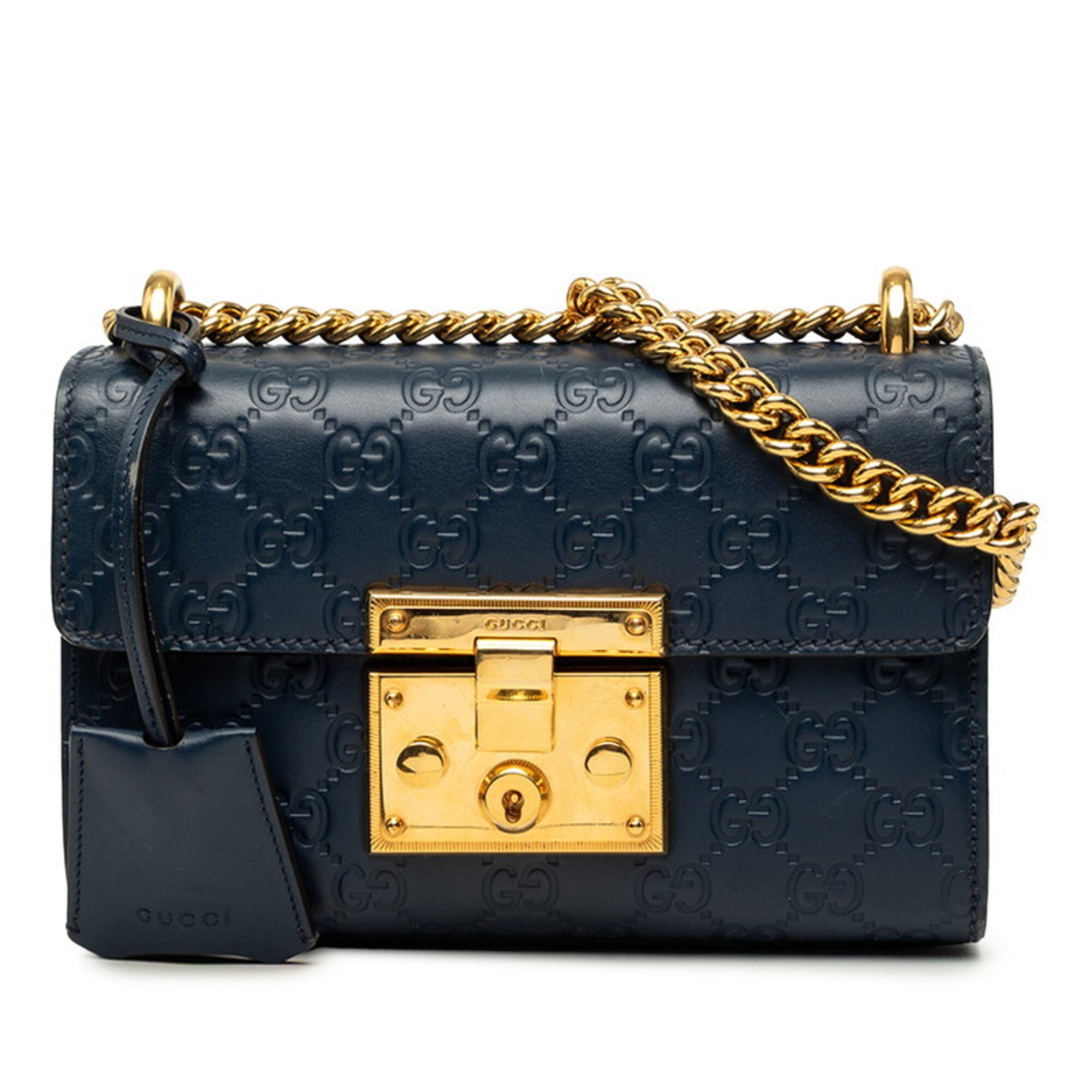 Gucci Guccissima Navy Leather Shoulder Bag (Pre-Owned)