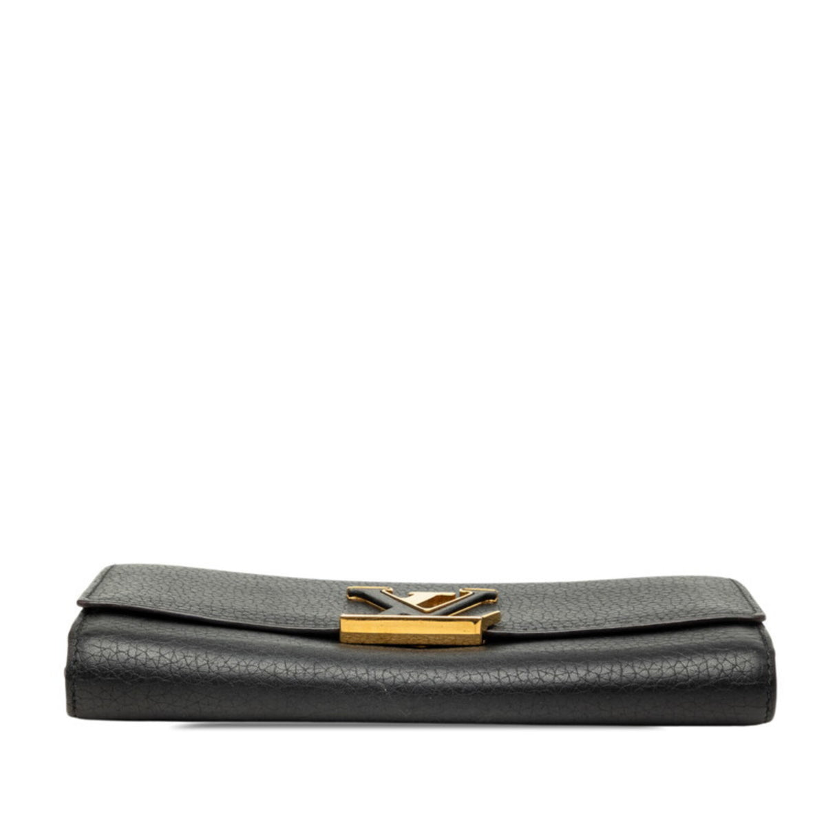 Louis Vuitton Black Noir Leather Long Wallet (Bi-Fold) (Pre-Owned)