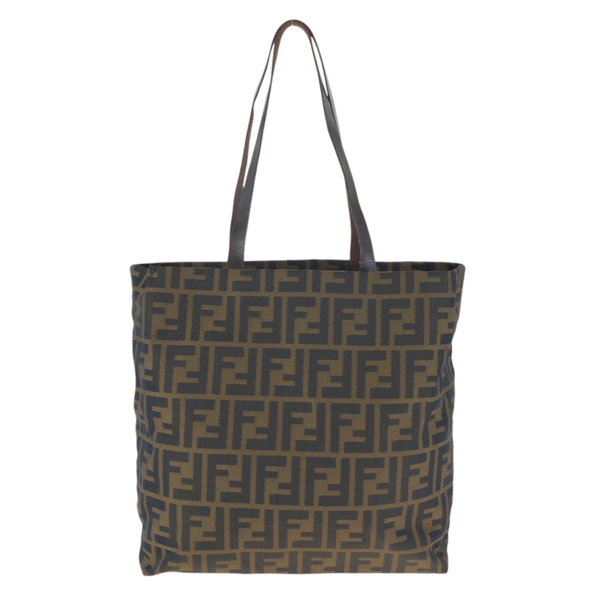 Fendi Brown Nylon Leather Shoulder Bag Tote Bag (Pre-Owned)