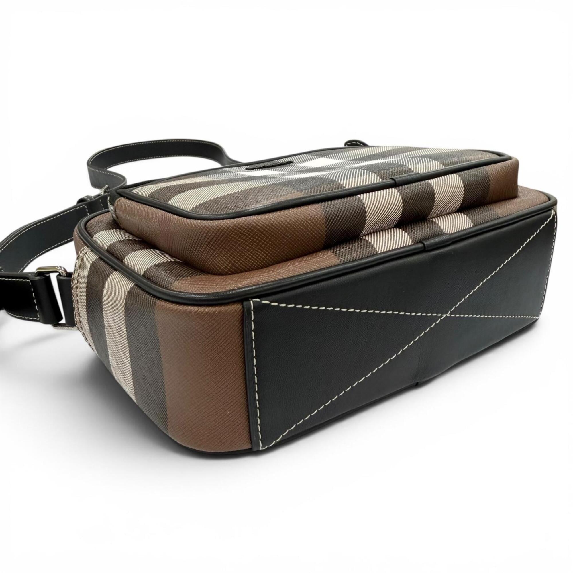 Burberry Brown Elastane Cotton Leather Polyester Shoulder Bag (Pre-Owned)