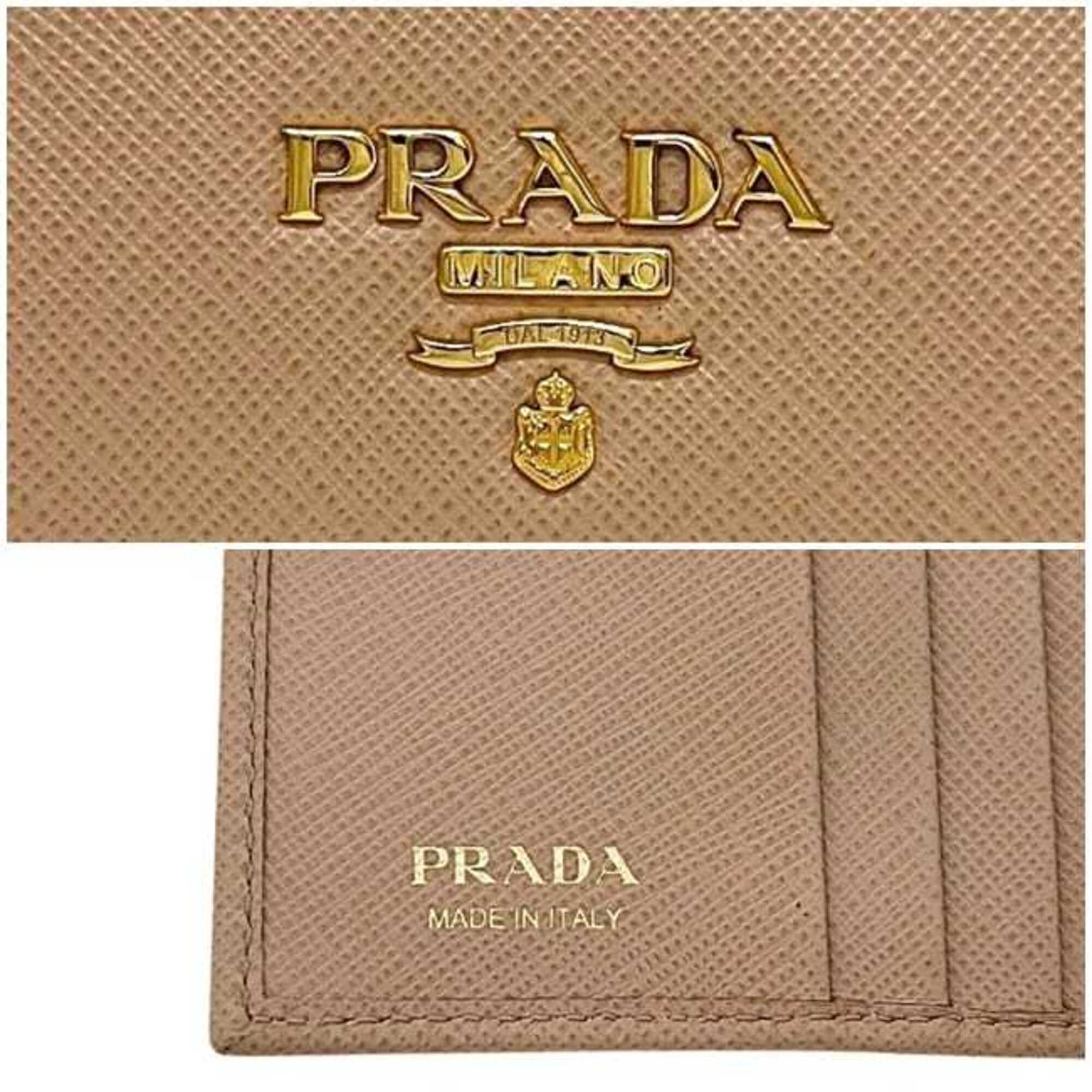 Prada Saffiano Beige Leather Wallet (Bi-Fold) (Pre-Owned)