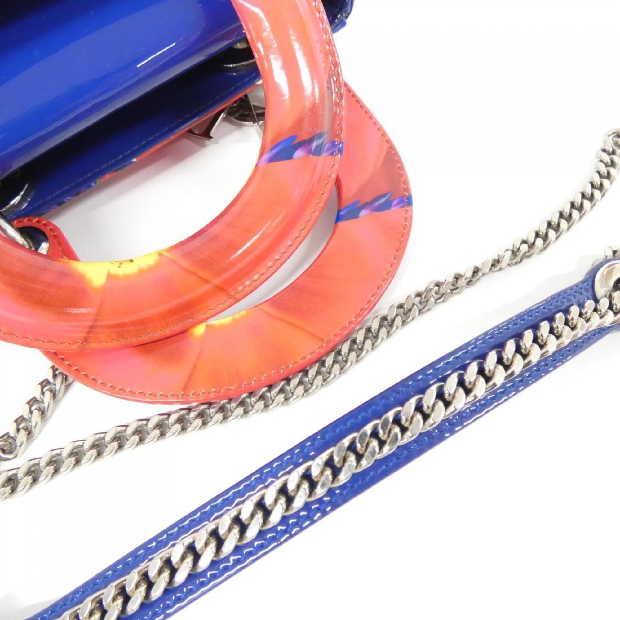 Christian Dior Blue Red Color Leather Handbag (Pre-Owned)