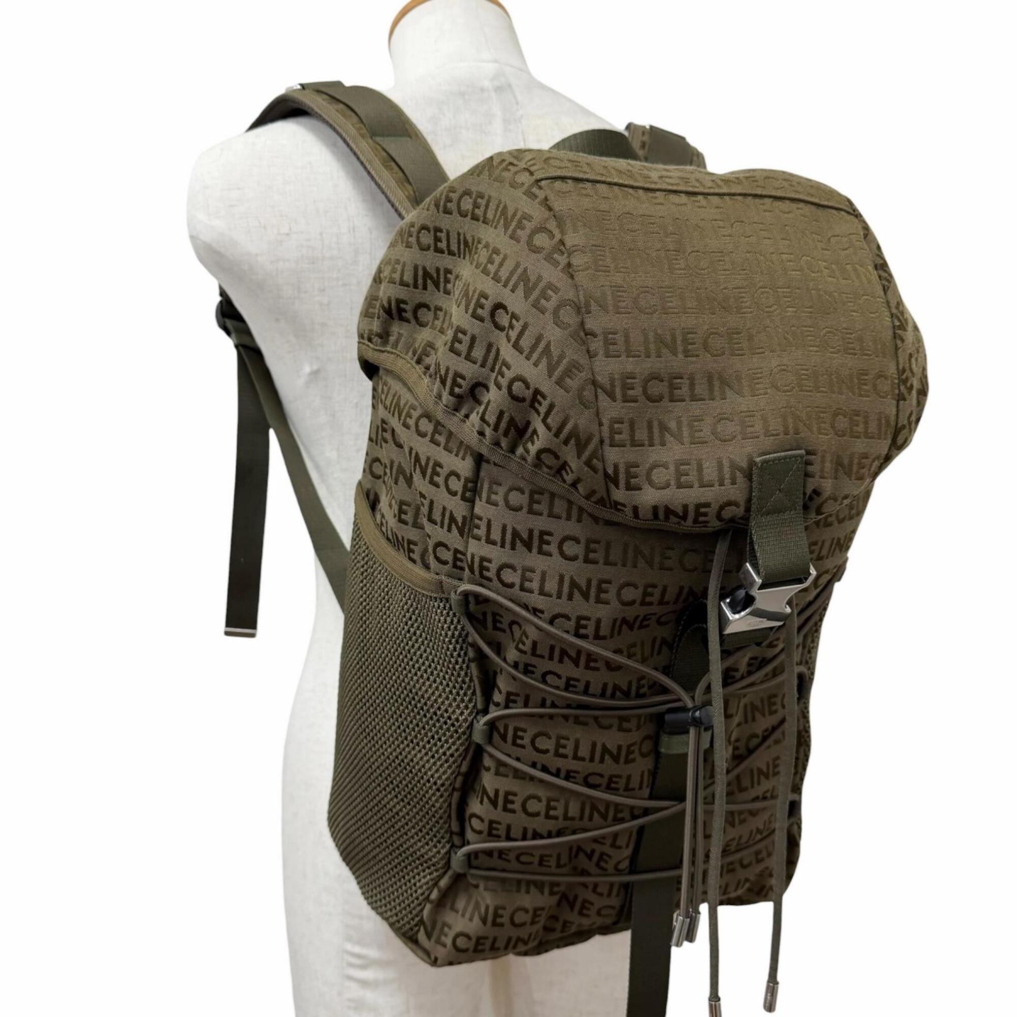 Celine Khaki Canvas Leather Backpack (Pre-Owned)