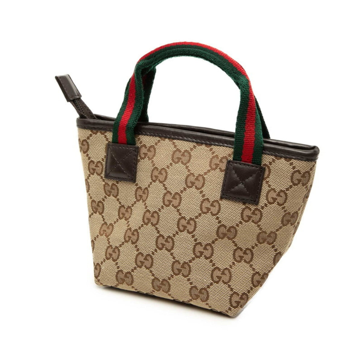 Gucci Beige Brown Canvas Leather Handbag Tote Bag (Pre-Owned)