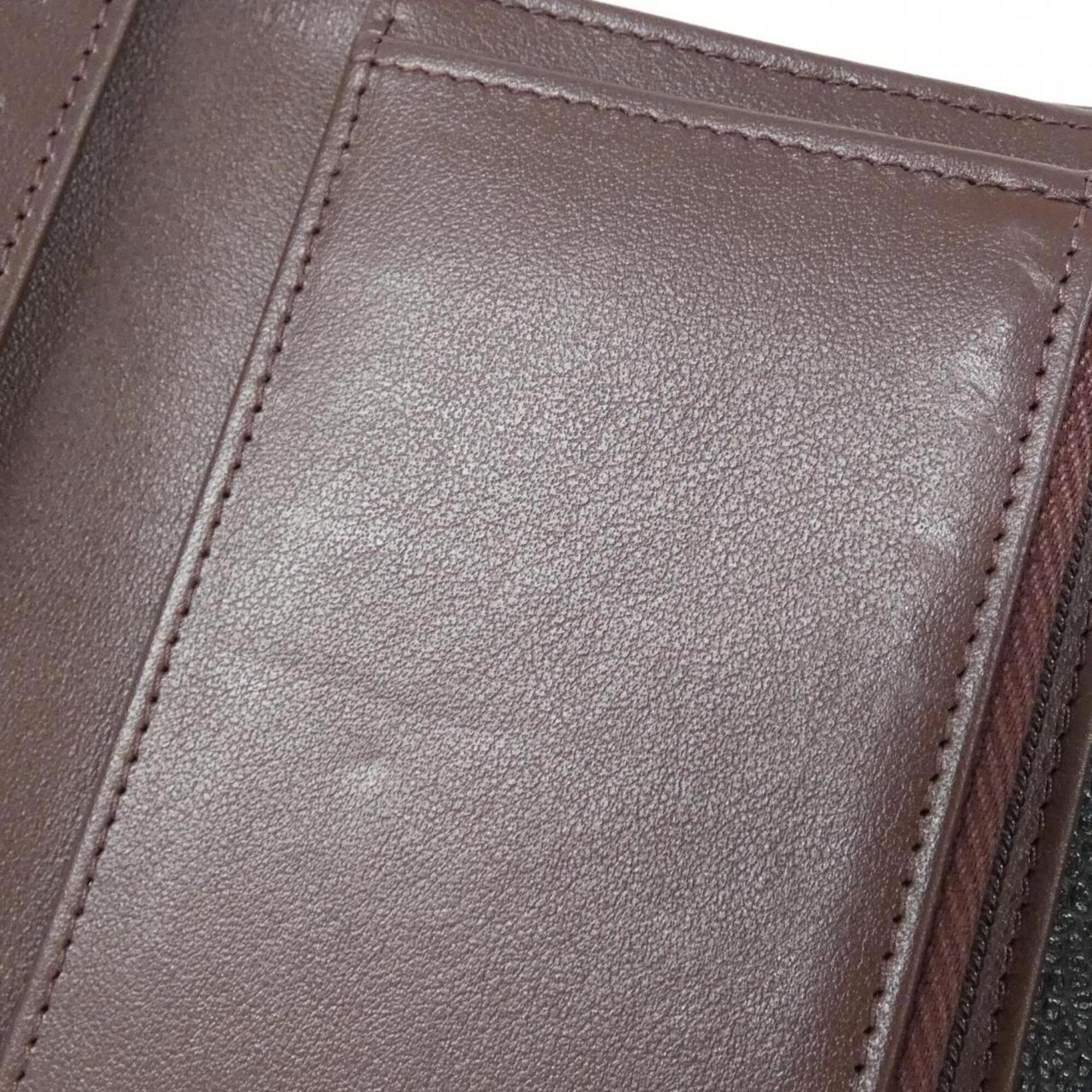 Chanel Black Bordeaux Grained Calfskin Wallet (Tri-Fold) (Pre-Owned)