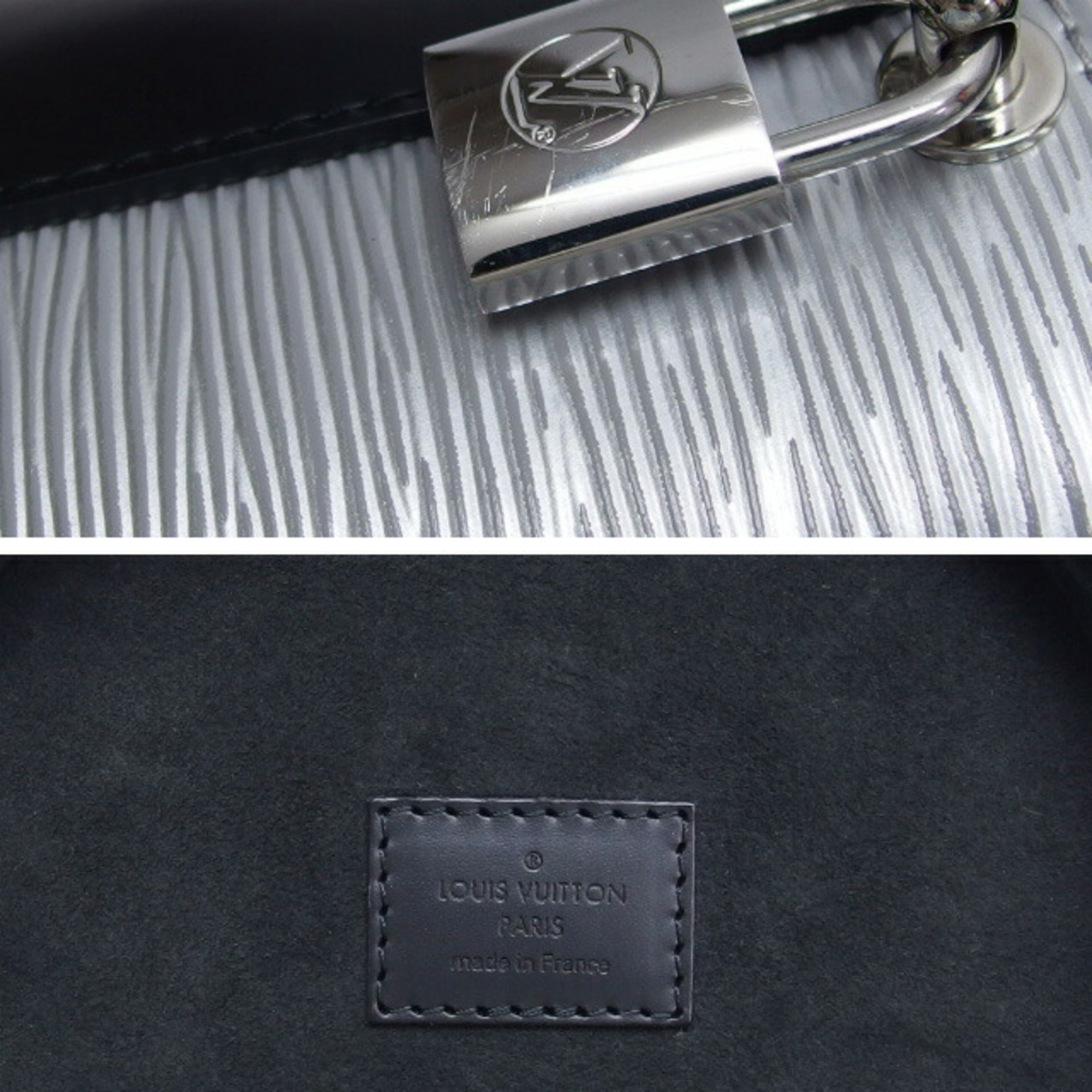 Louis Vuitton Noir Silver Epi Leather Leather Handbag Shoulder Bag Vanity Bag (Pre-Owned)