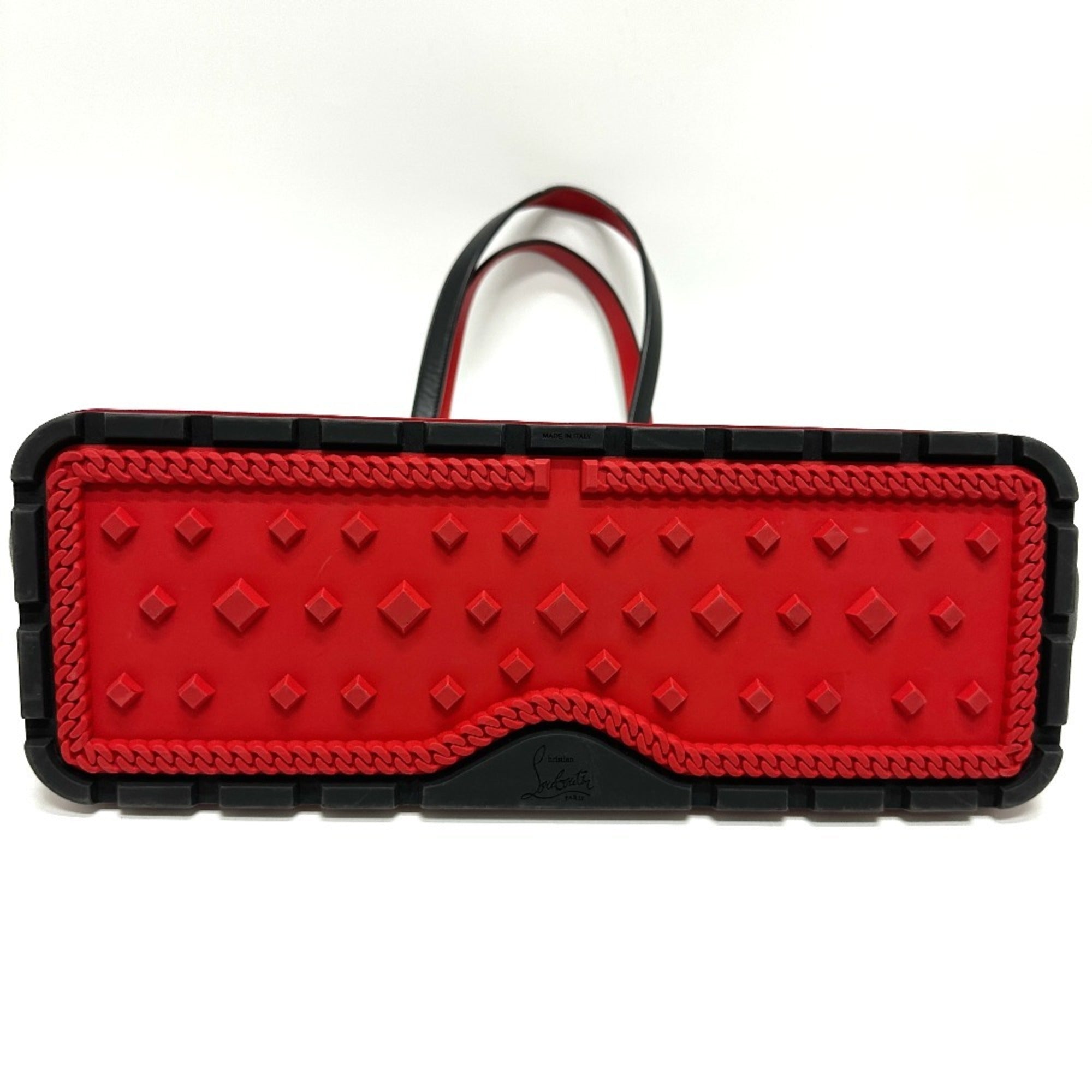 Christian Louboutin Black Red Color Leather Tote Bag (Pre-Owned)