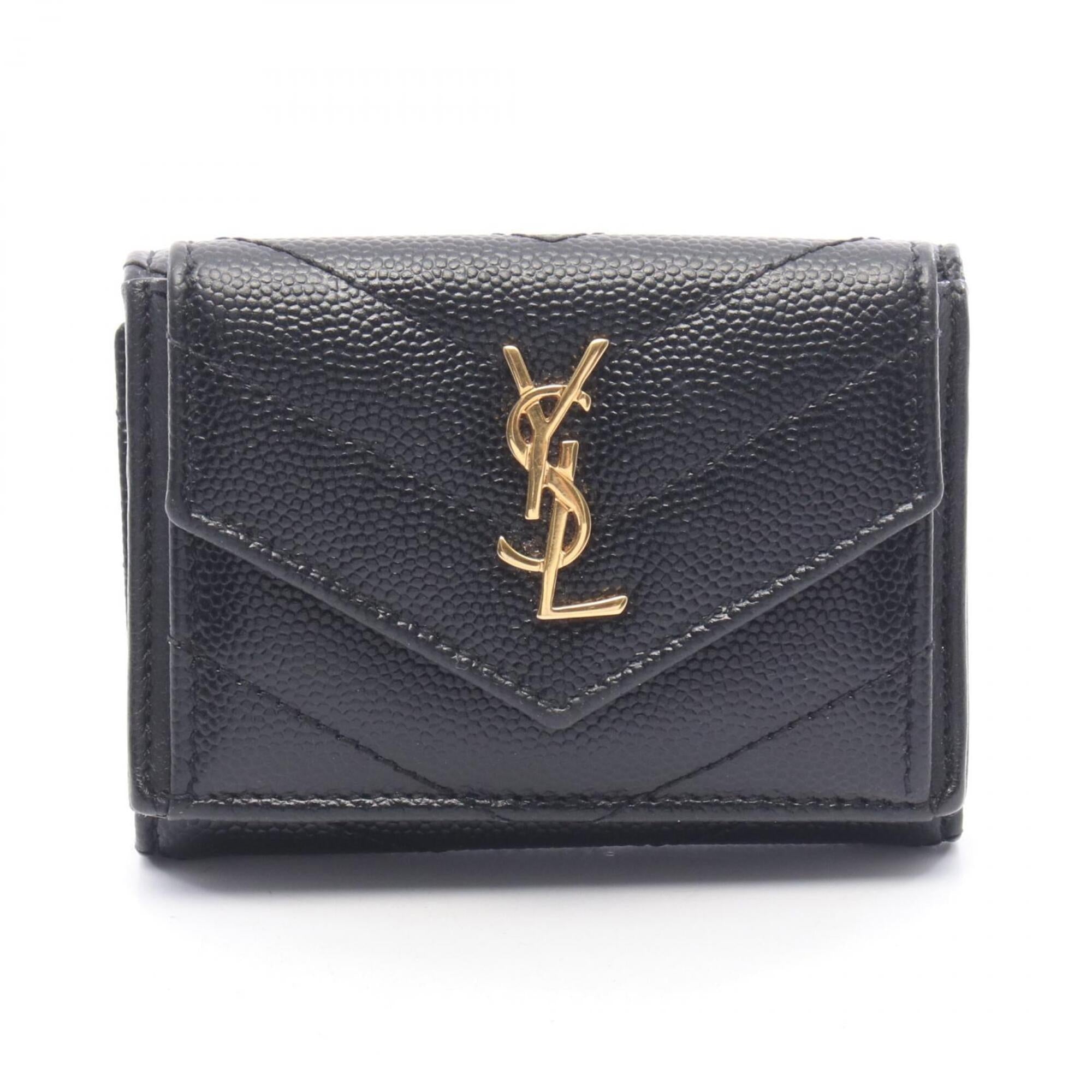 Saint Laurent Black Leather Wallet (Tri-Fold) (Pre-Owned)
