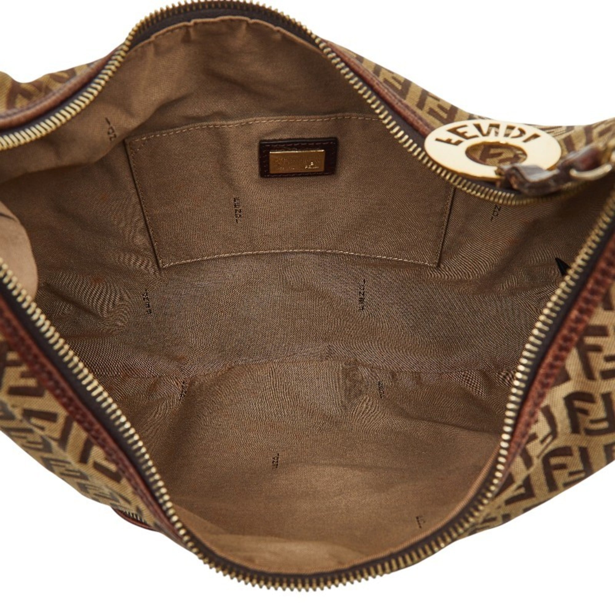 Fendi Brown Canvas Leather Shoulder Bag (Pre-Owned)