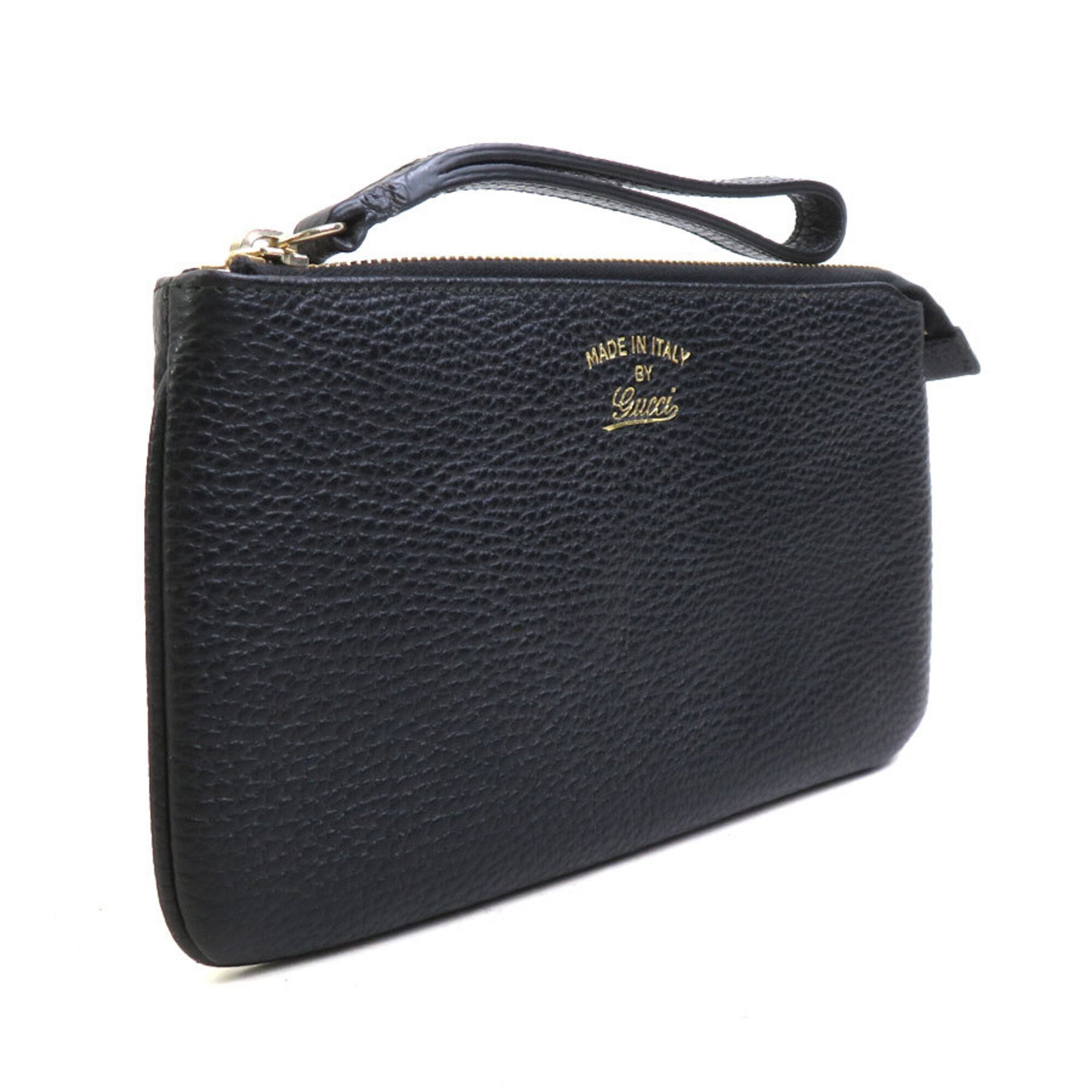 Gucci Black Leather Clutch Bag Pouch (Pre-Owned)
