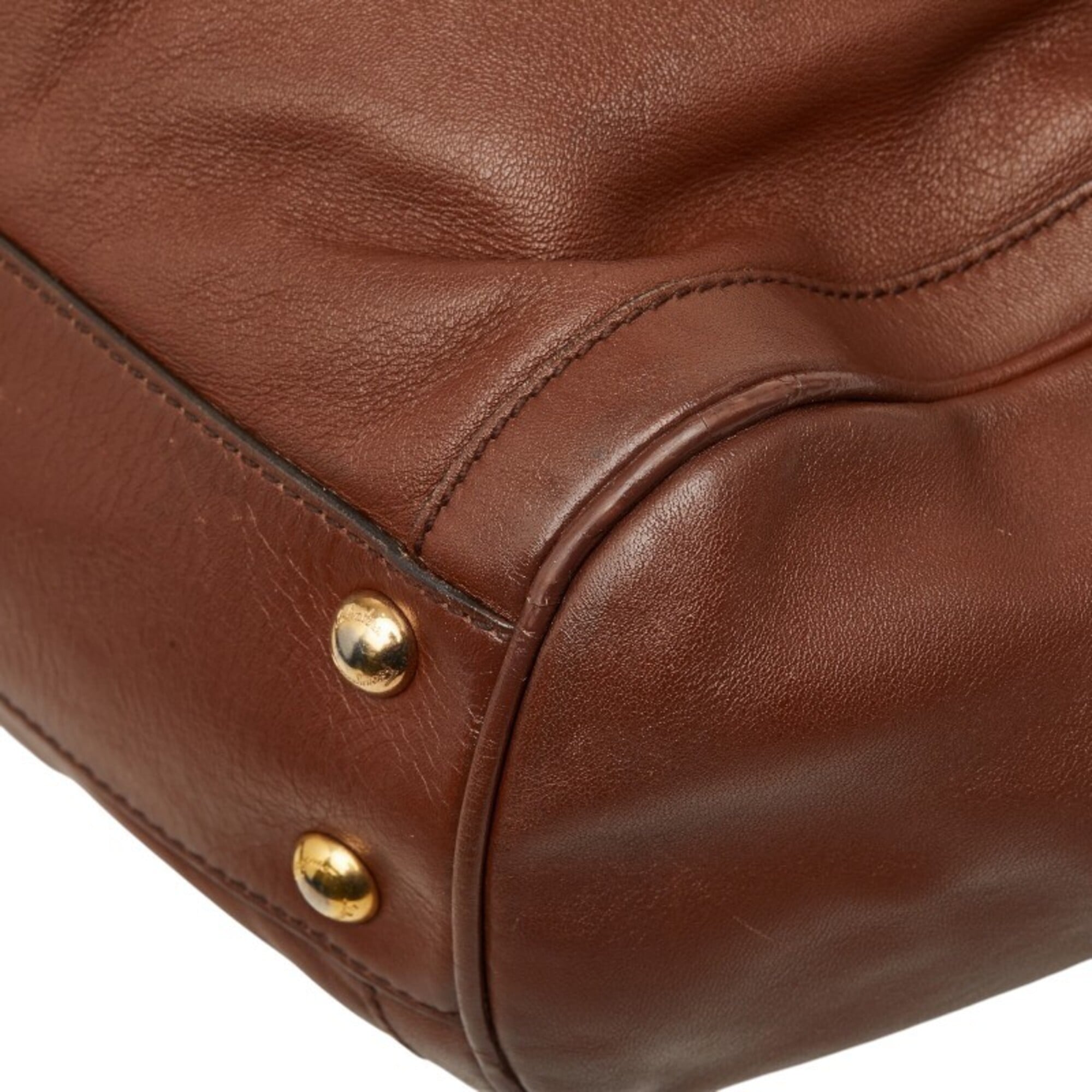 Salvatore Ferragamo Gancini Brown Leather Shoulder Bag Tote Bag (Pre-Owned)