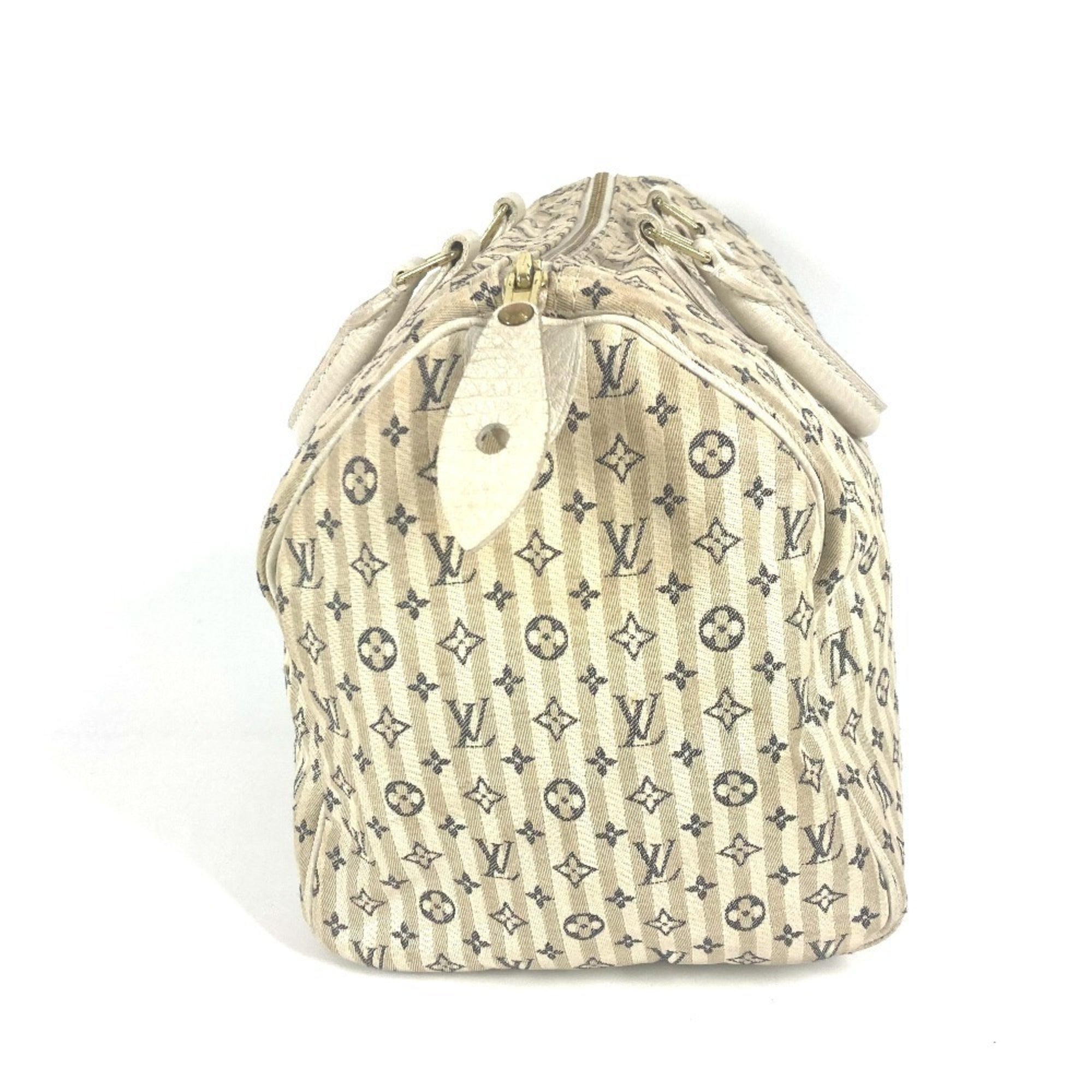 Louis Vuitton Monogram Mini Lin Navy White Monogram Mini Lin Boston Bag Handbag (Pre-Owned)