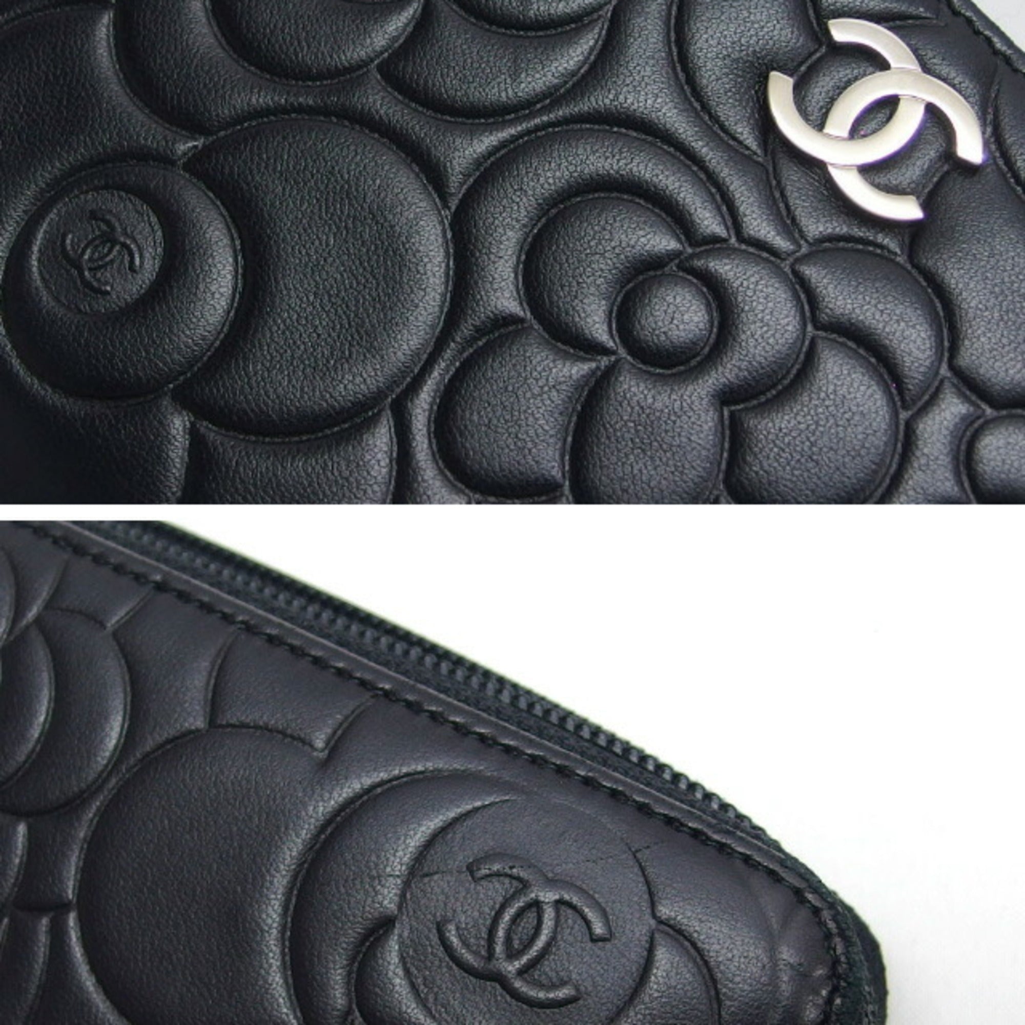 Chanel Black Leather Long Wallet (Bi-Fold) (Pre-Owned)