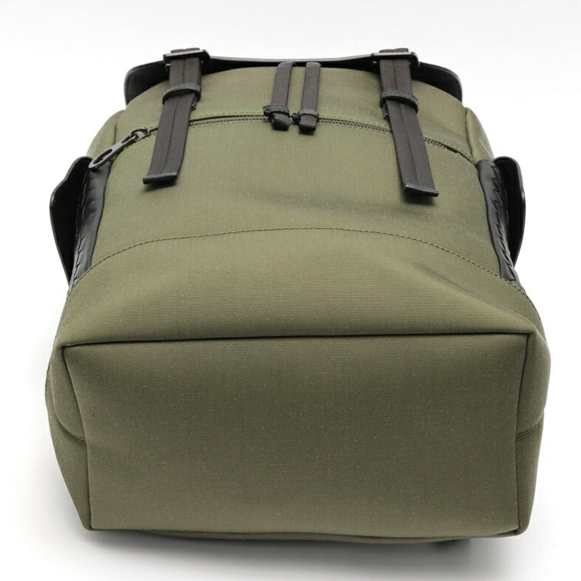 Bottega Veneta Black Khaki Nylon Leather Backpack (Pre-Owned)