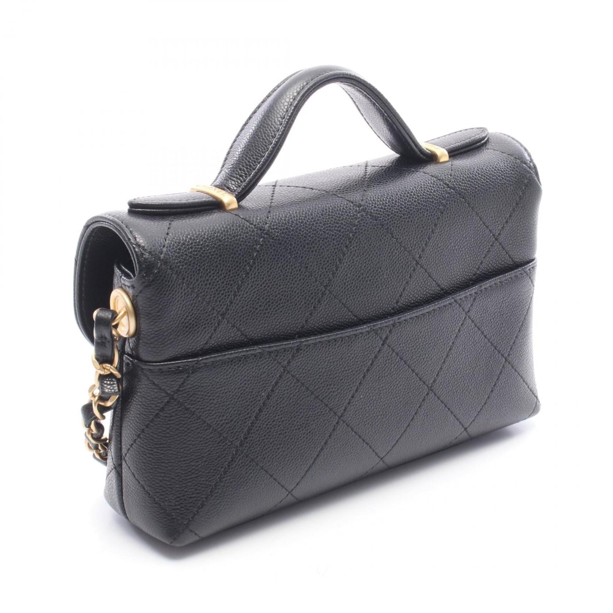 Chanel Black Grained Calfskin Handbag Shoulder Bag (Pre-Owned)