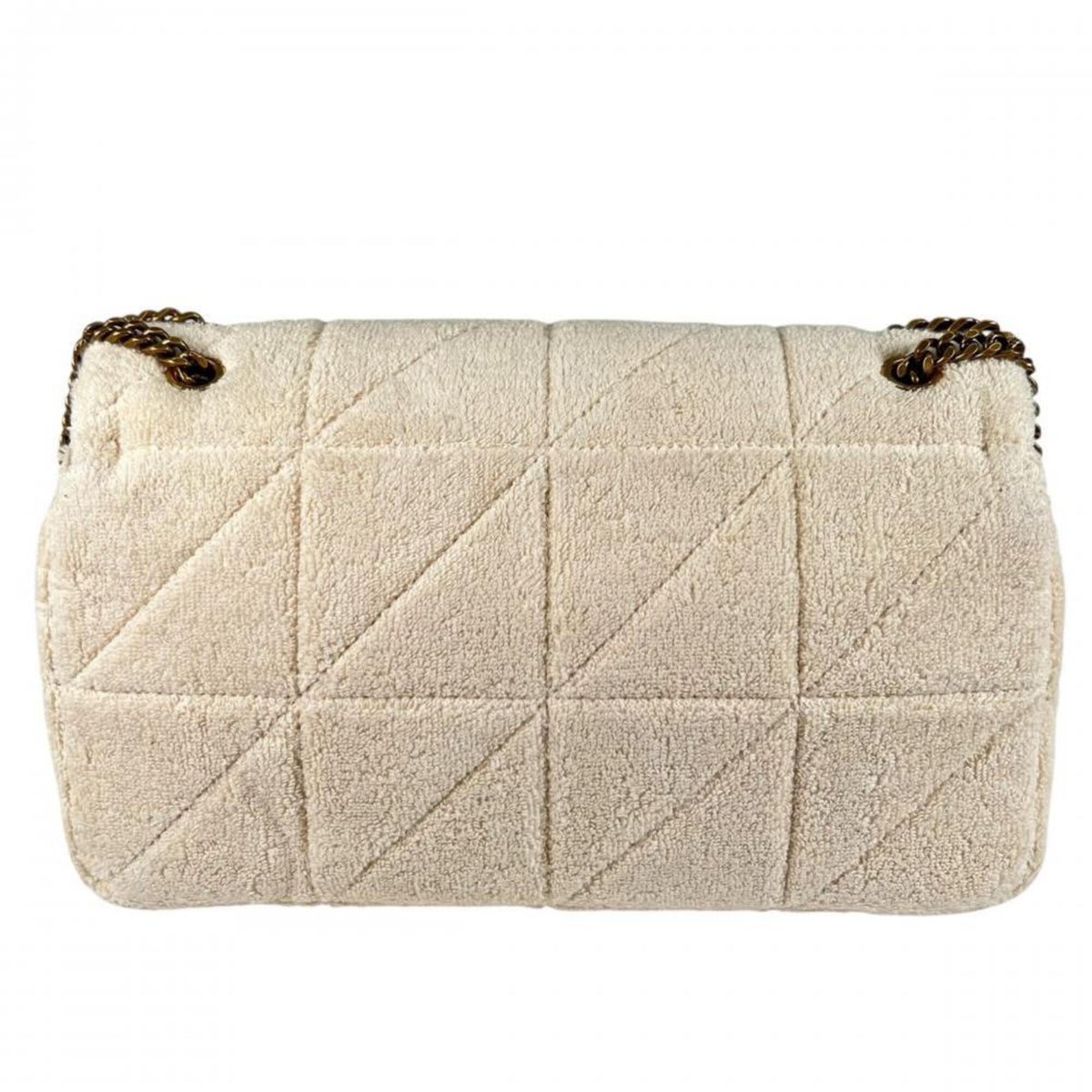 Yves Saint Laurent White Pile Fabric Leather Handbag Shoulder Bag (Pre-Owned)