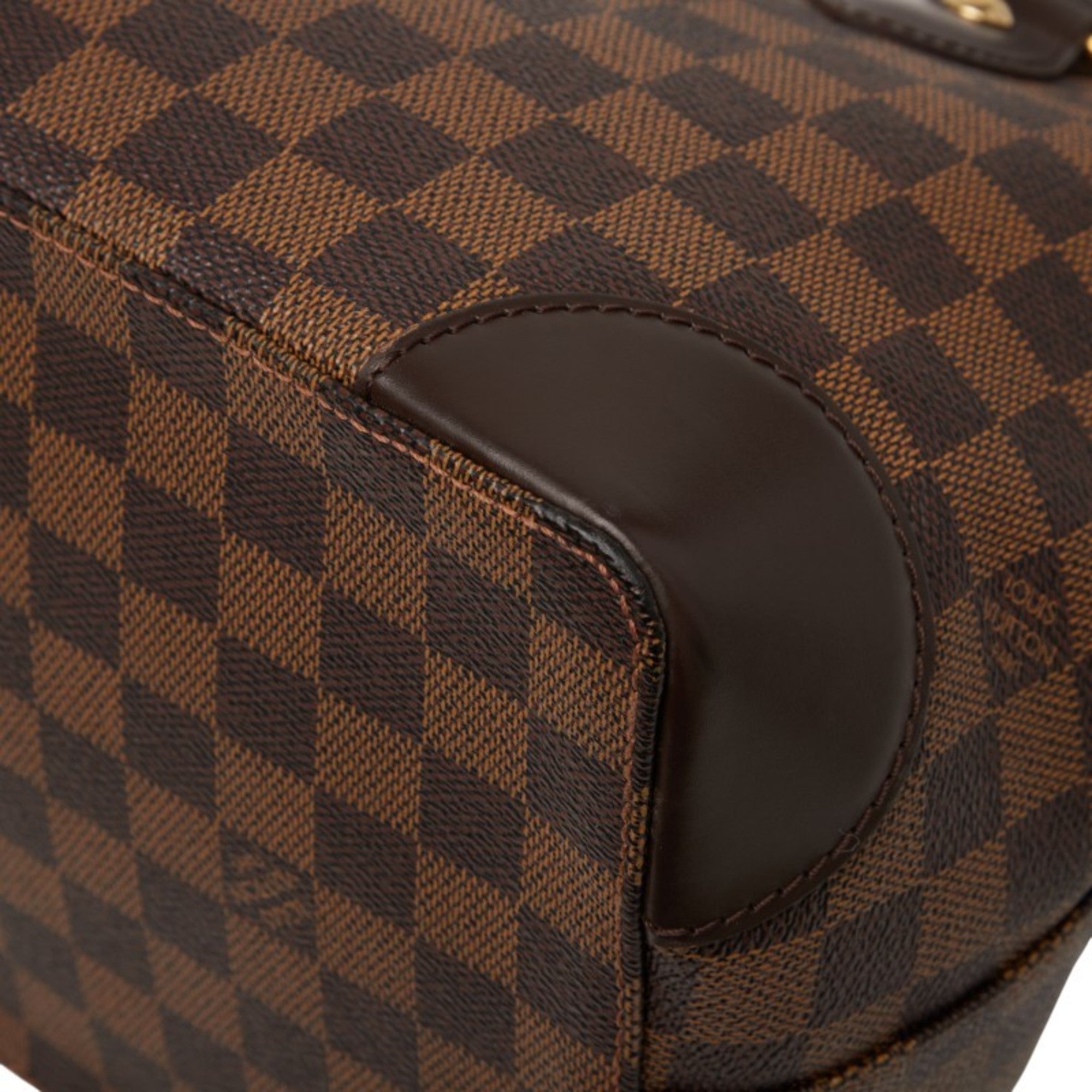 Louis Vuitton Damier Brown Damier Canvas Ebene Leather Handbag Tote Bag (Pre-Owned)