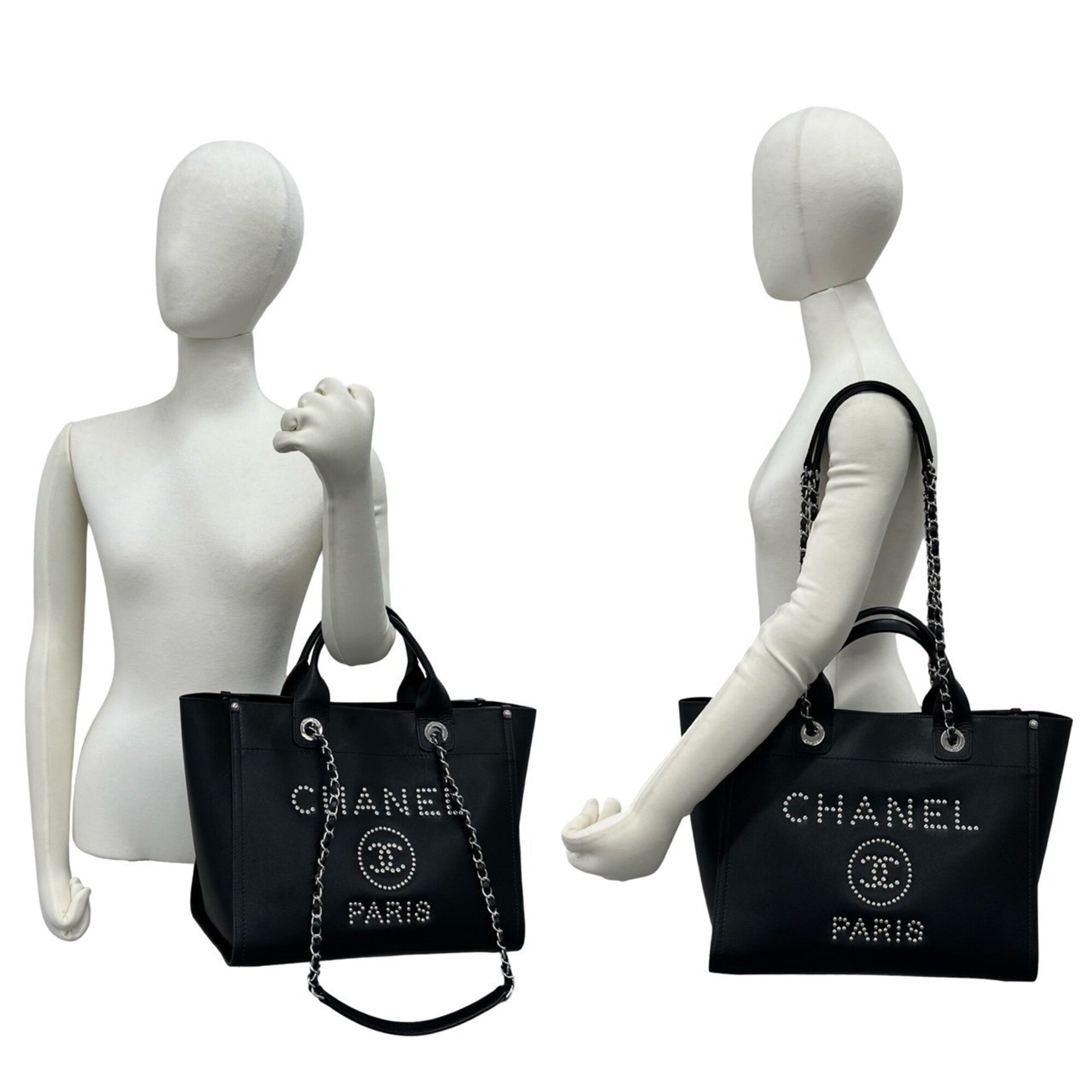 Chanel Black Grained Calfskin Handbag Tote Bag (Pre-Owned)