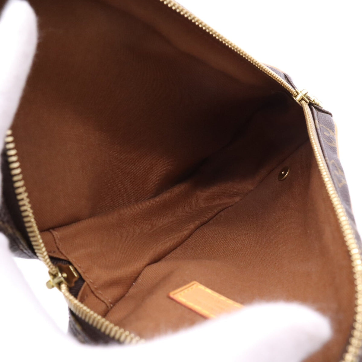 Louis Vuitton Beige Brown Coated Canvas Leather Pochette Shoulder Bag (Pre-Owned)