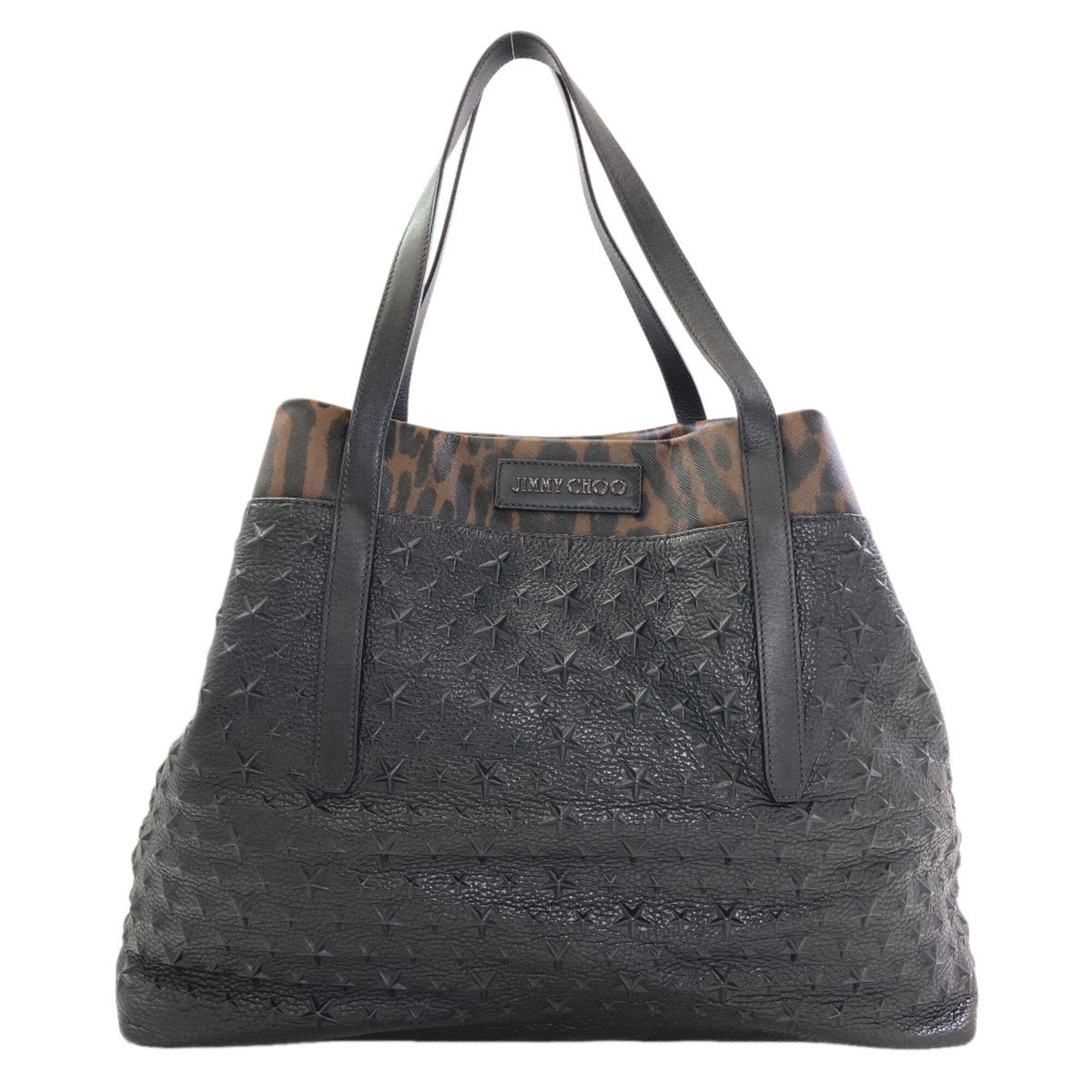 Jimmy Choo Black Brown Leather Tote Bag (Pre-Owned)