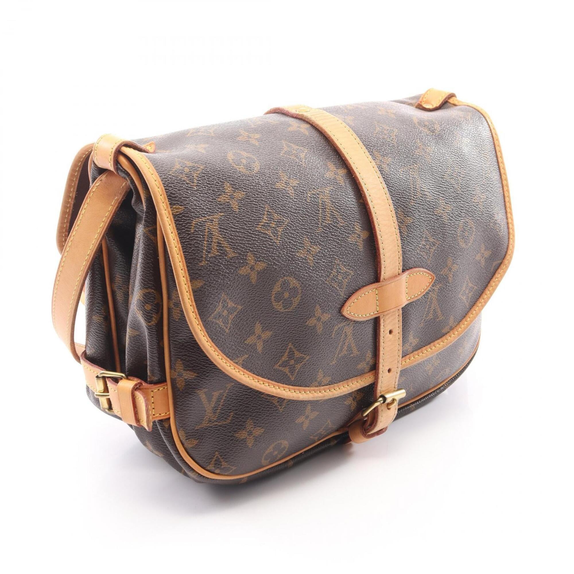 Louis Vuitton Brown Coated Canvas Leather Handbag Shoulder Bag (Pre-Owned)