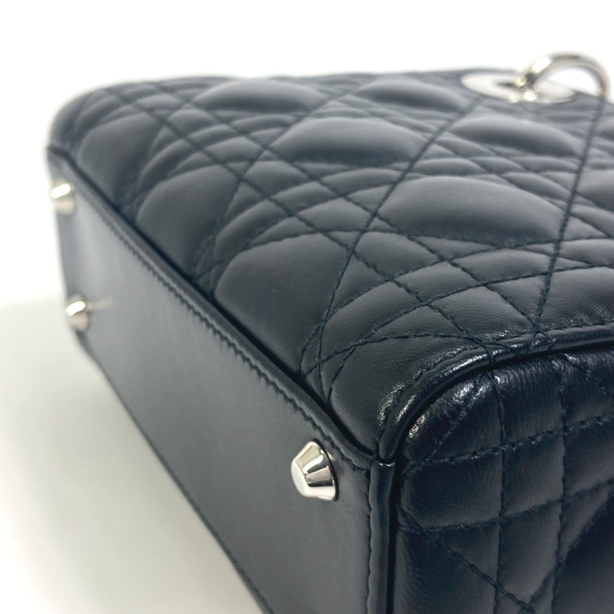 Christian Dior Lady Dior Black Leather Shoulder Bag (Pre-Owned)