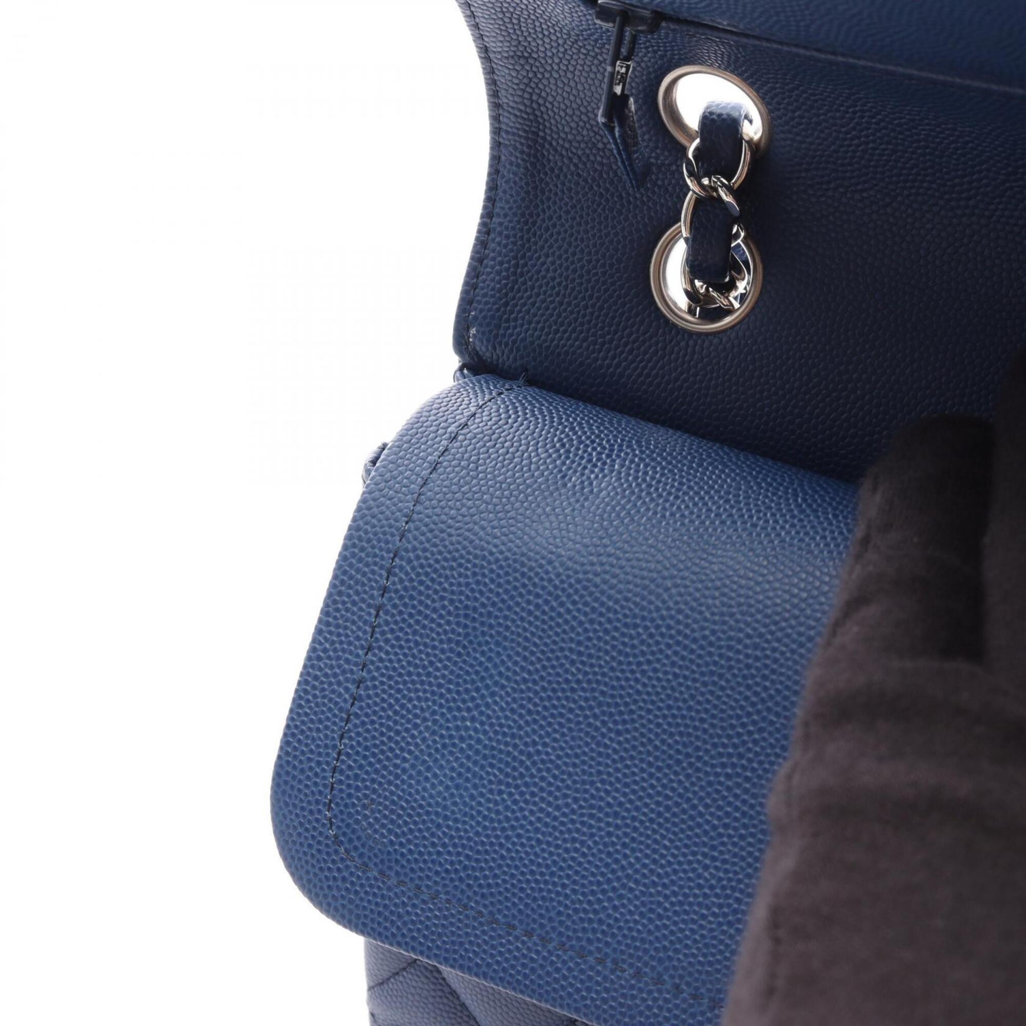 Chanel Blue Grained Calfskin Handbag Shoulder Bag (Pre-Owned)