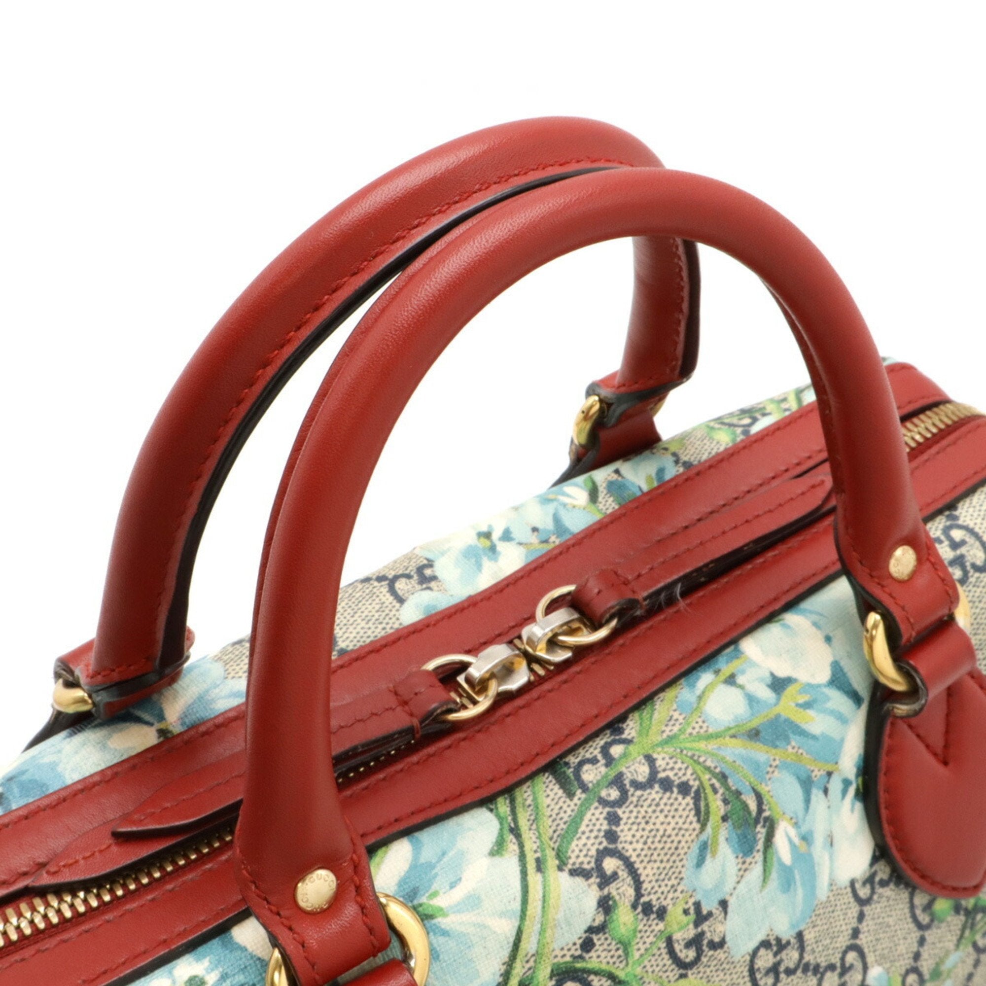 Gucci Beige Blue Multi-Color Red Color Pvc Leather Boston Bag Handbag Shoulder Bag (Pre-Owned)