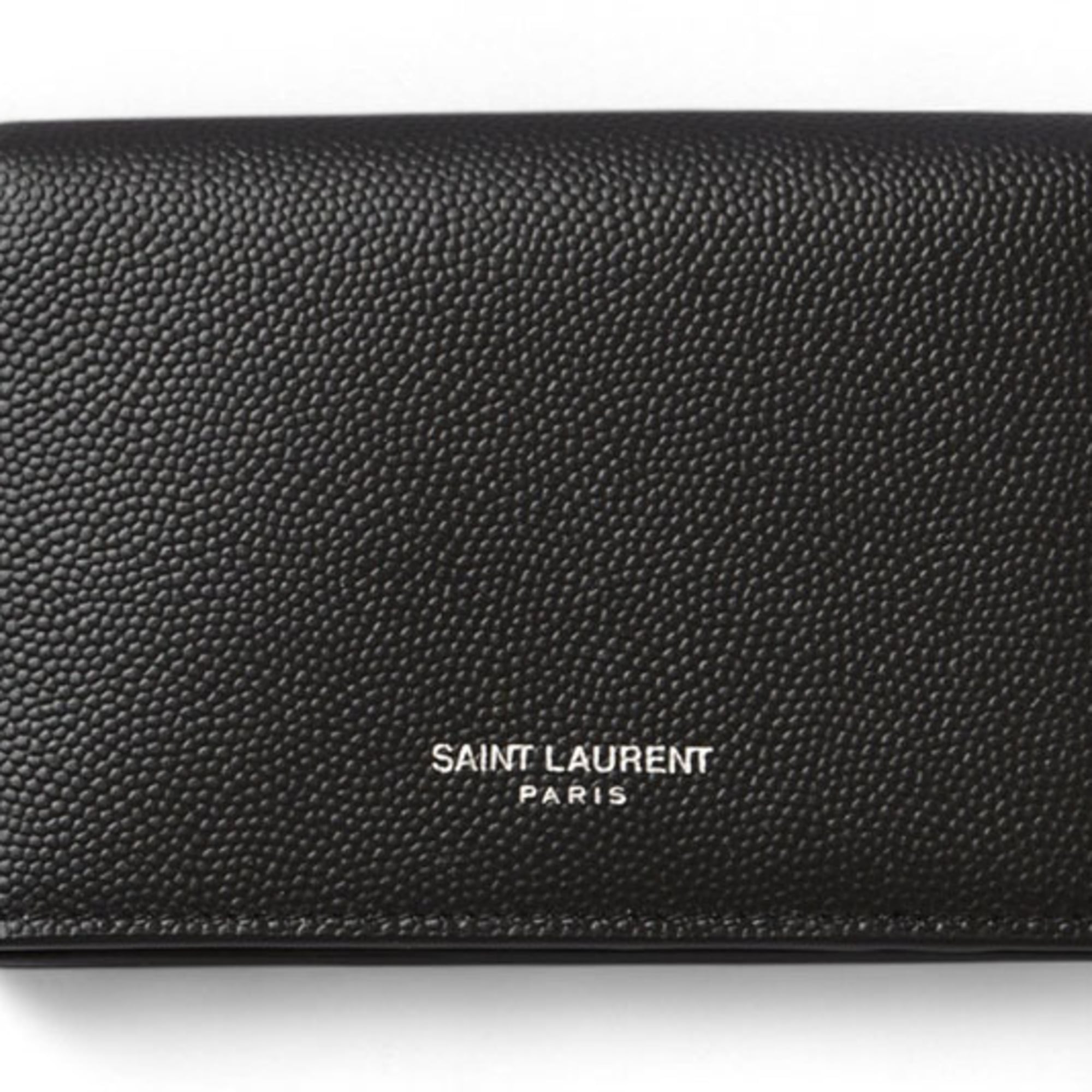 Saint Laurent Silver Black Leather Coin Purse/Coin Case (Pre-Owned)