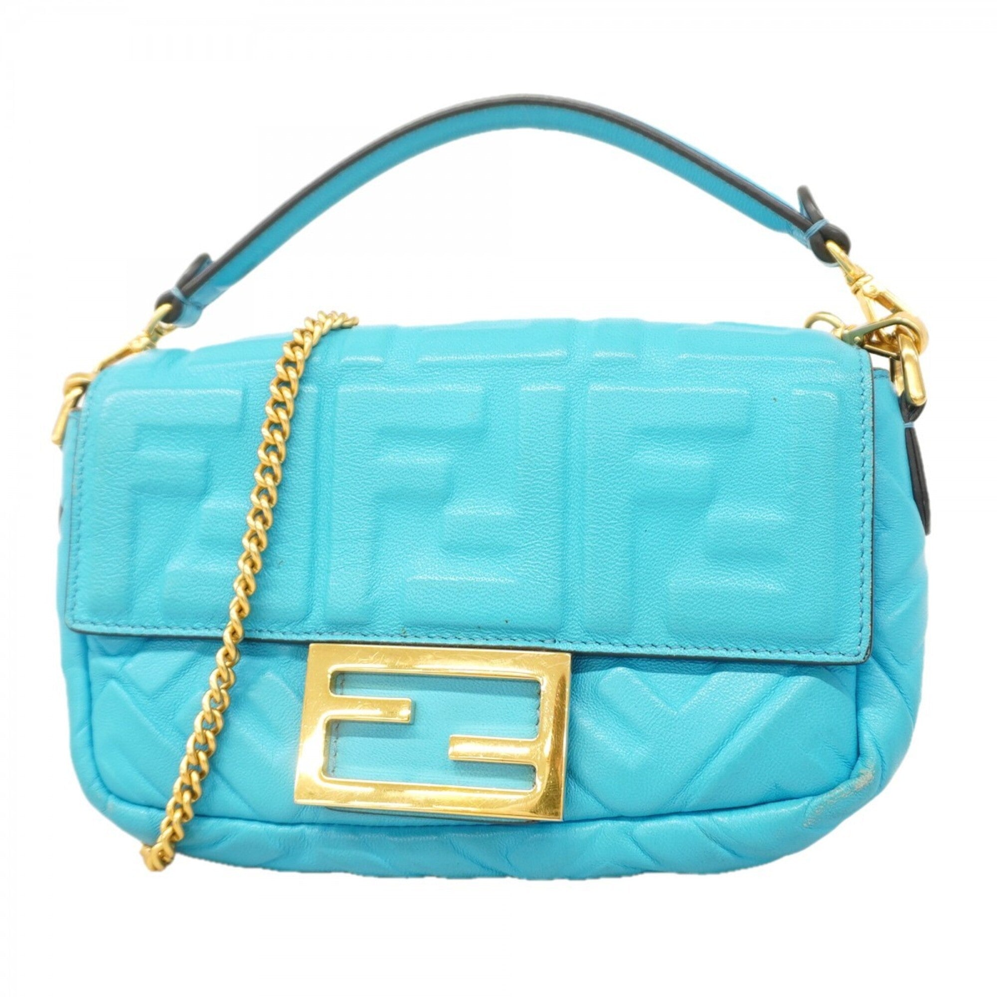 Fendi Light Blue Leather Handbag (Pre-Owned)
