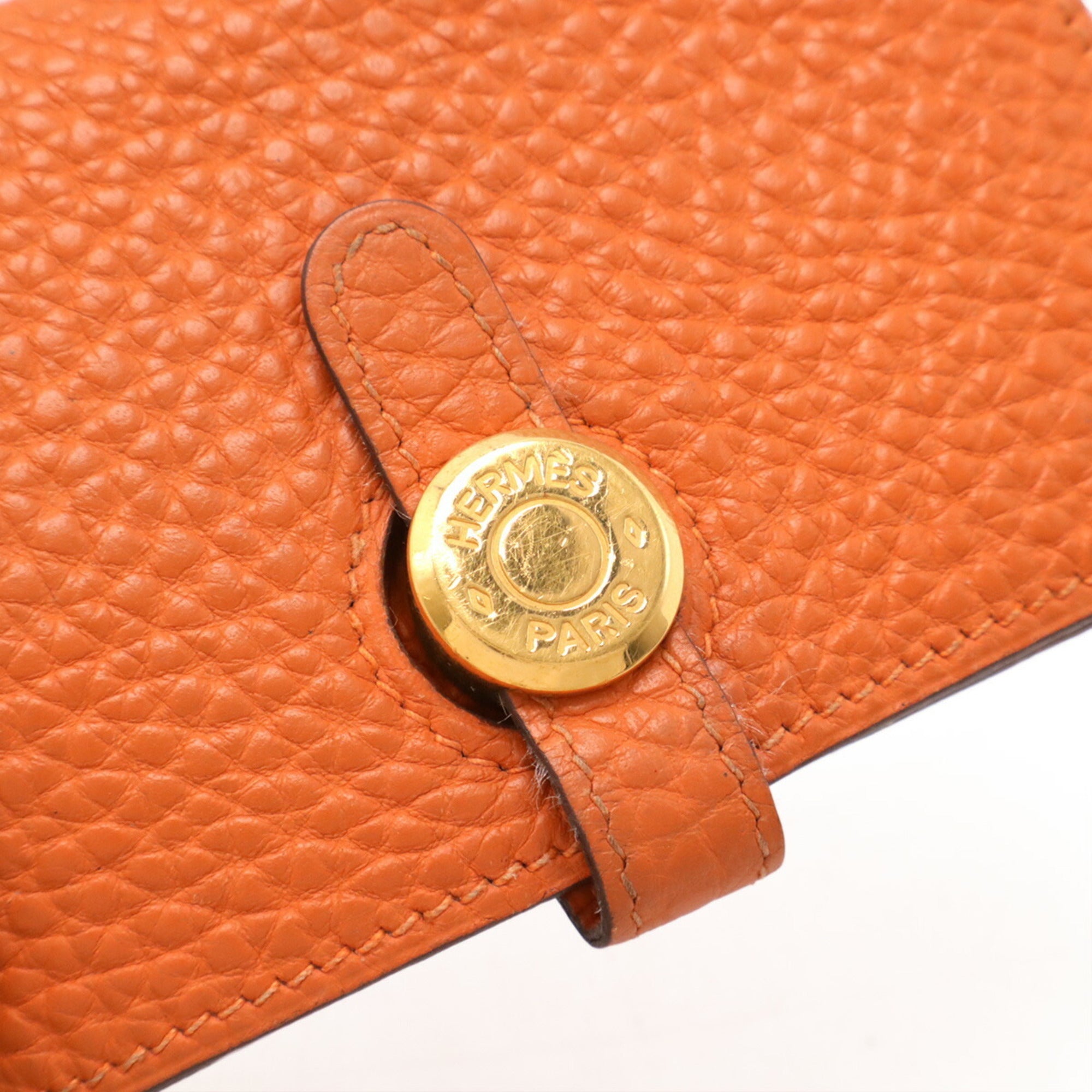Hermes Orange Togo Leather Coin Purse/Coin Case (Pre-Owned)
