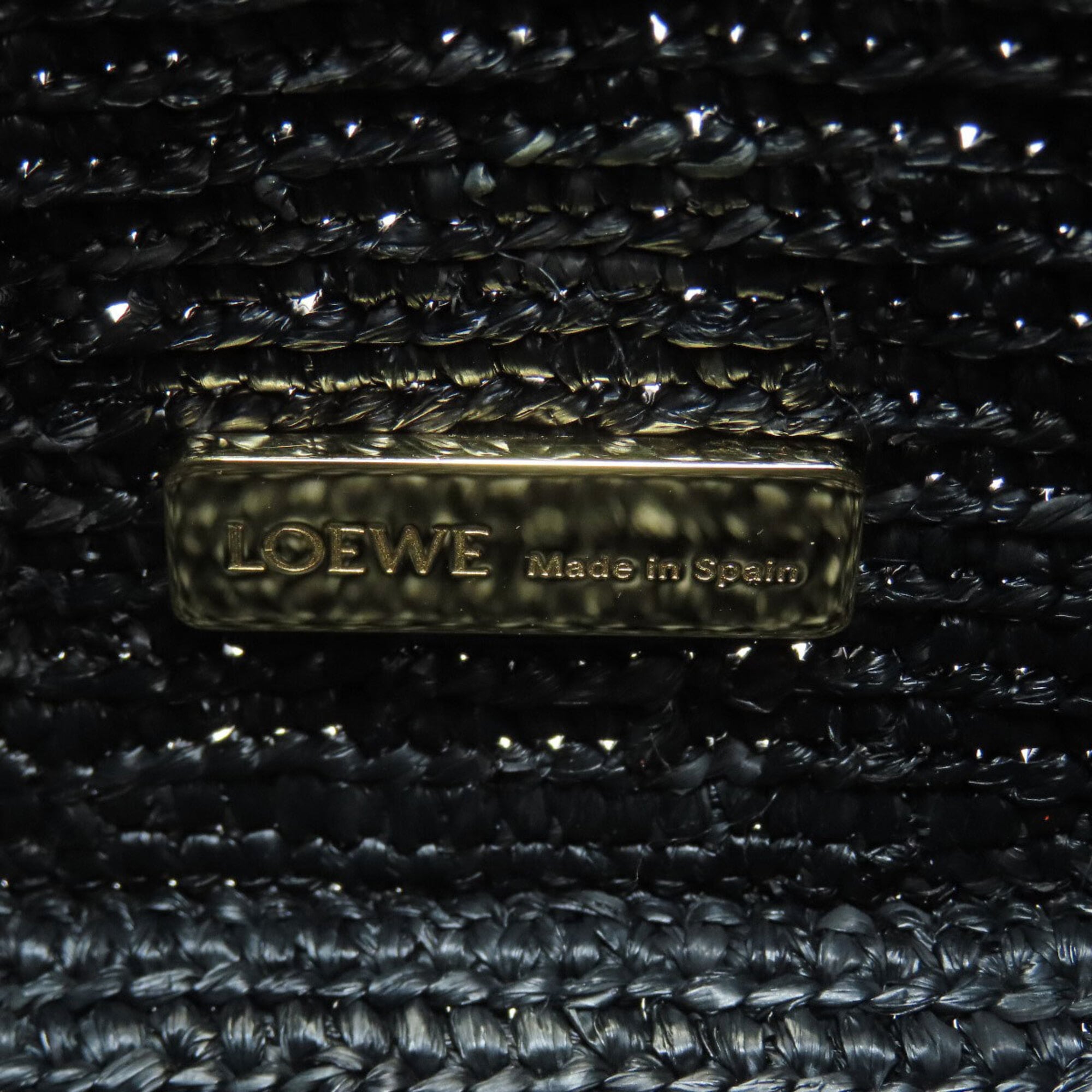 Loewe Black Raffia Leather Handbag (Pre-Owned)