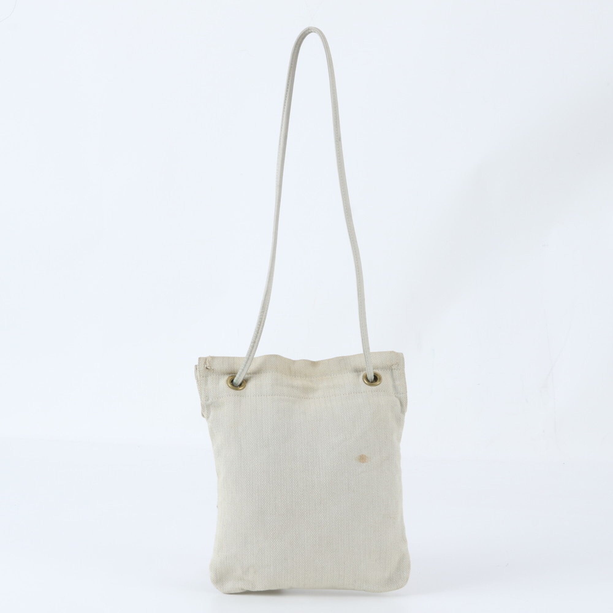 Hermes Aline 2 Beige Leather Canvas Shoulder Bag Tote Bag (Pre-Owned)