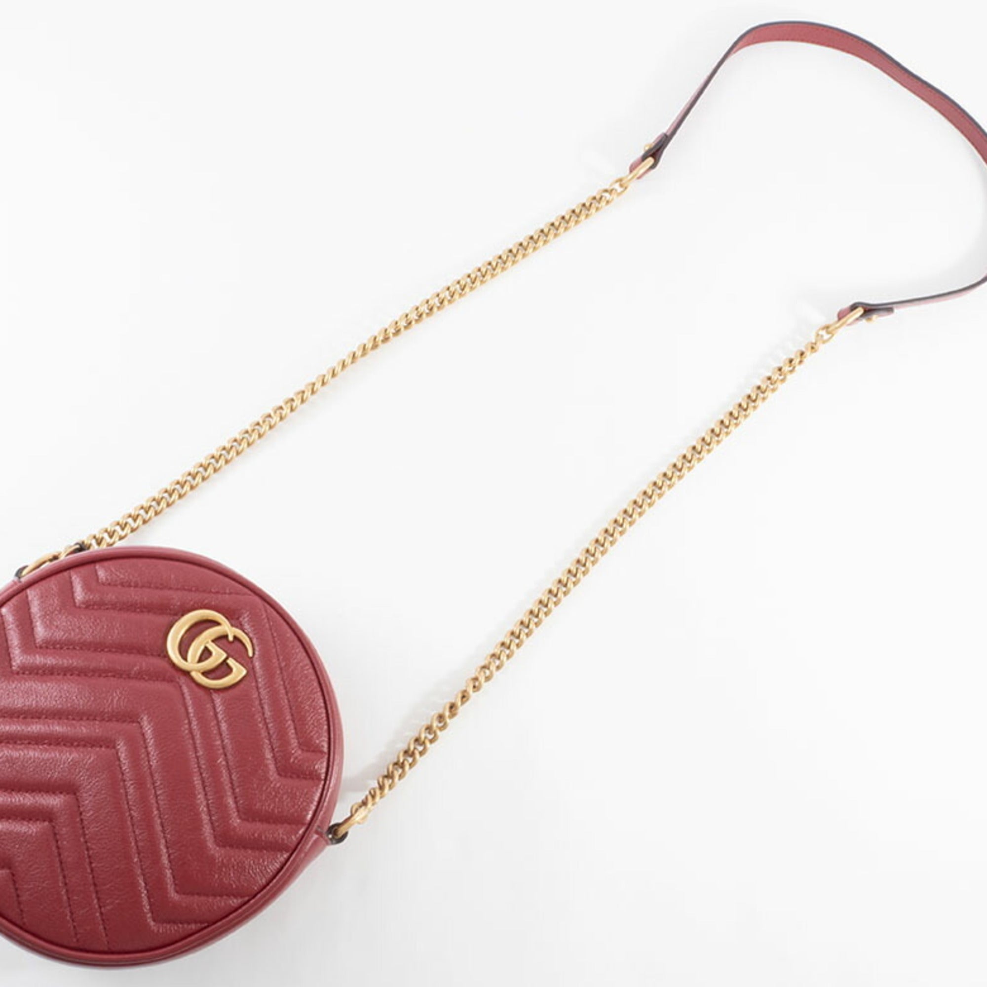 Gucci Red Color Leather Shoulder Bag (Pre-Owned)