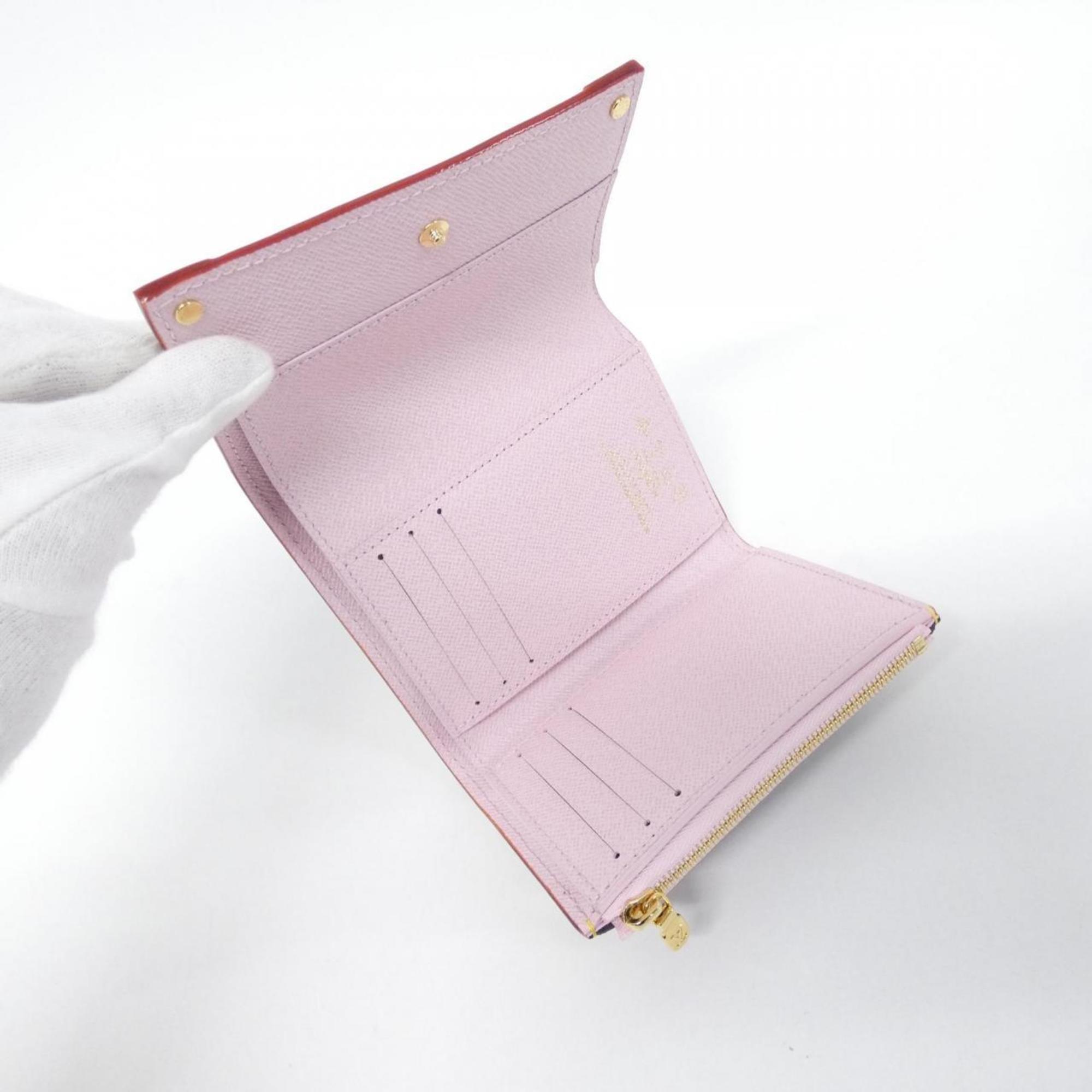 Louis Vuitton Blossom Marron Monogram Cherry Pink Coated Canvas Wallet (Tri-Fold) (Pre-Owned)