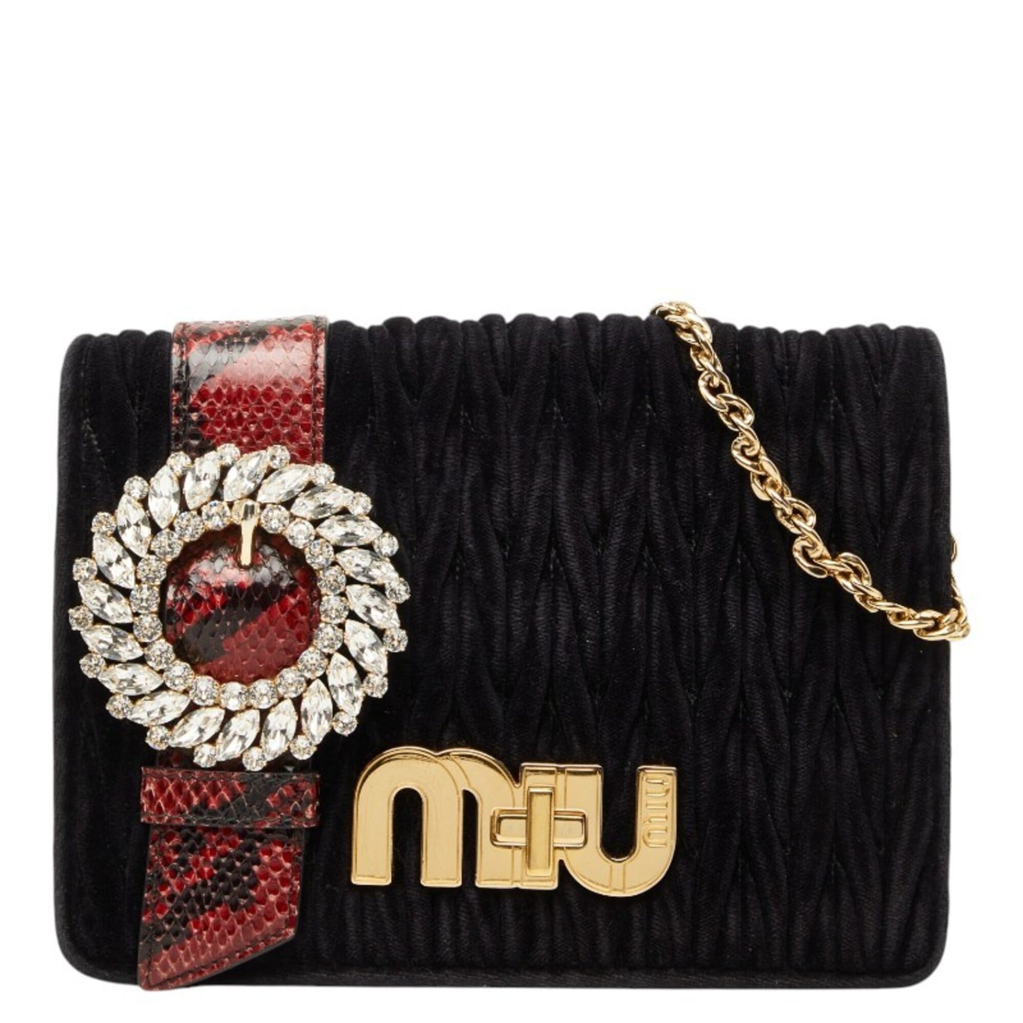 Miu Miu Matelasse Black Velvet Leather Shoulder Bag (Pre-Owned)